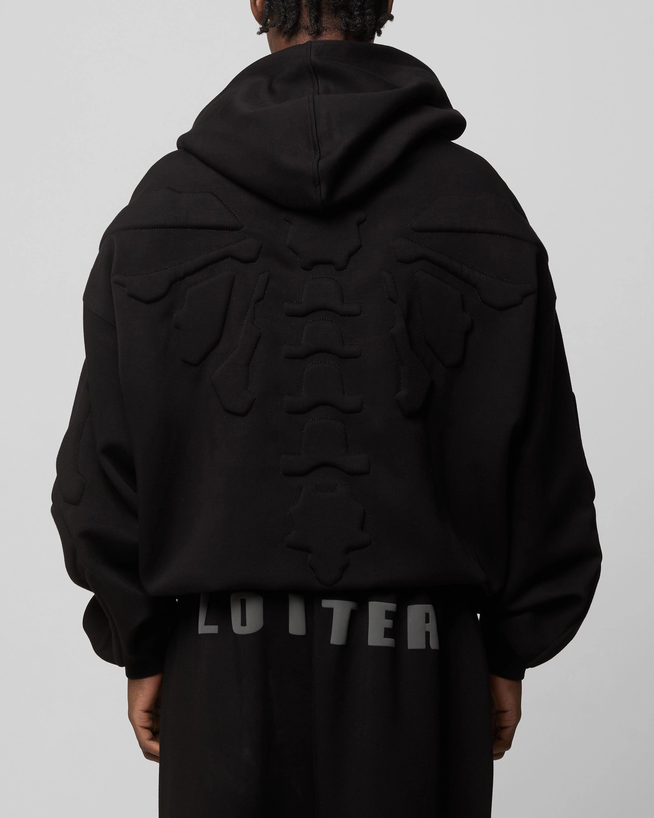 Minimalist Aesthetic windproof lining Loiter Sandevistan Hoodie Black
