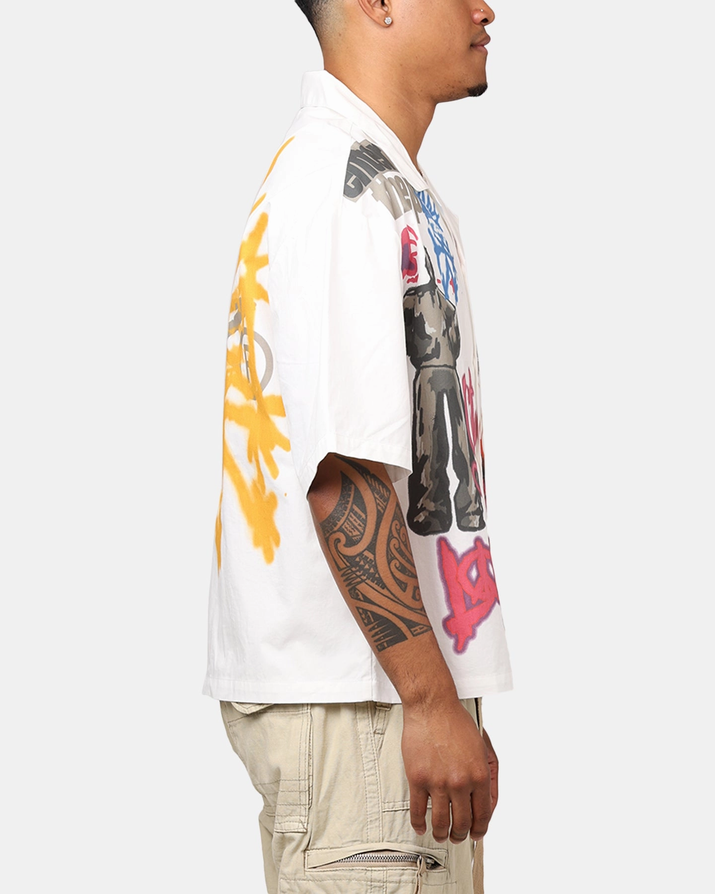 Exclusive Collection Loiter Scrap Book Button Up Shirt Off White