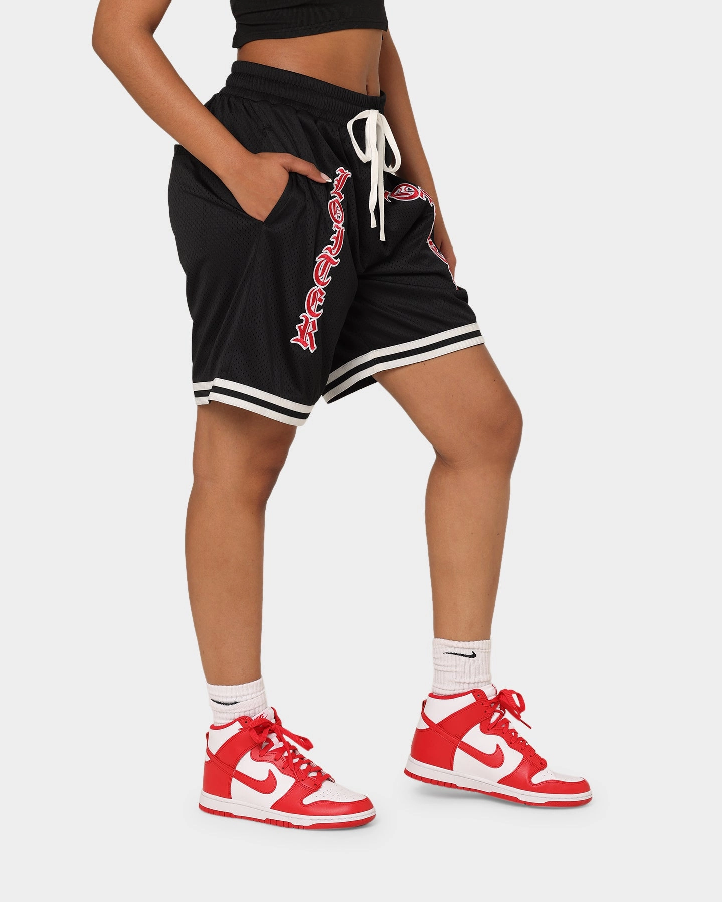 Loiter Script Ball Shorts Black Compression Lining Low Bulk Waistband