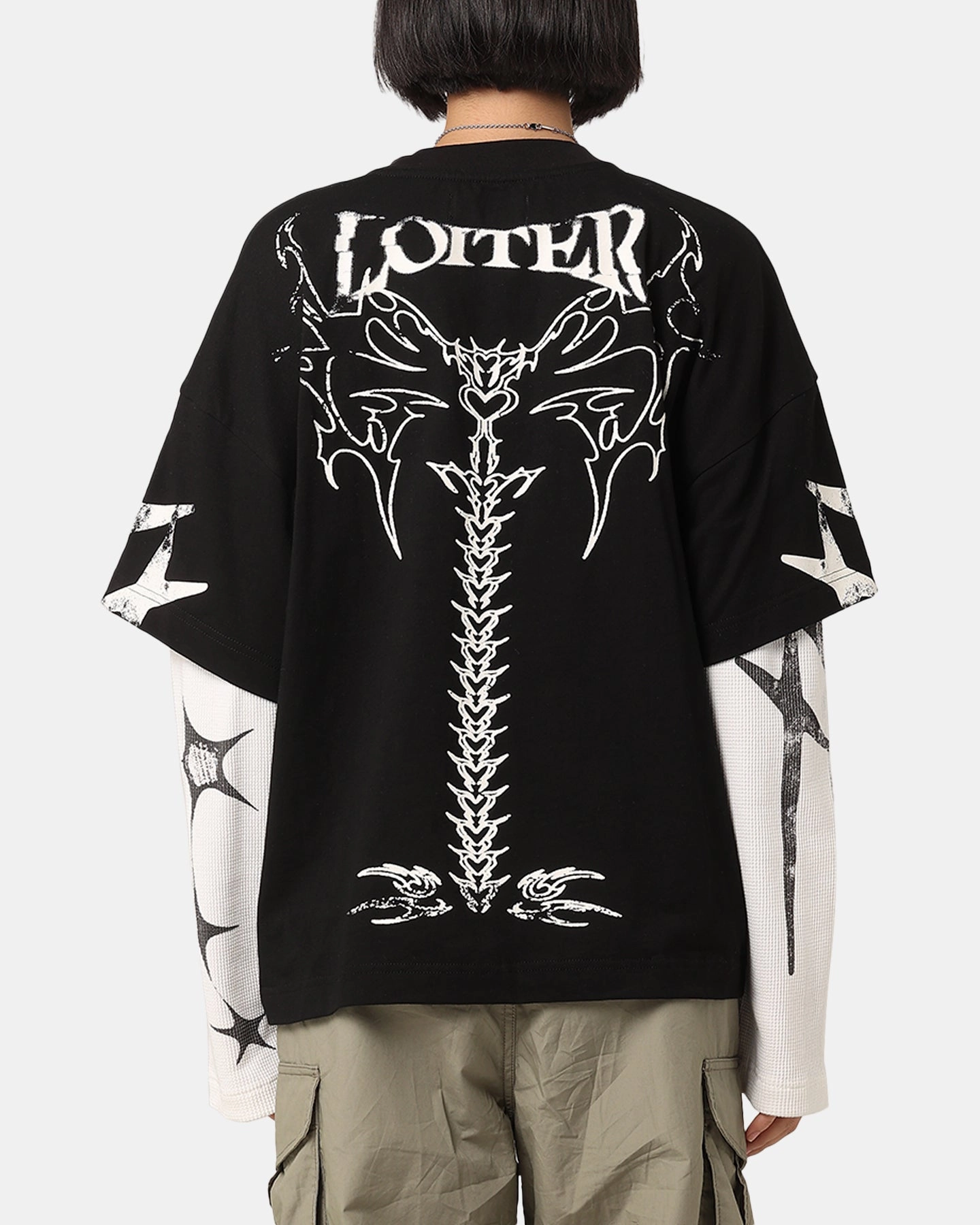 Loiter Seek N Destroy Long Sleeve T-Shirt Vintage Black Fashion Essential Relax Style Trend