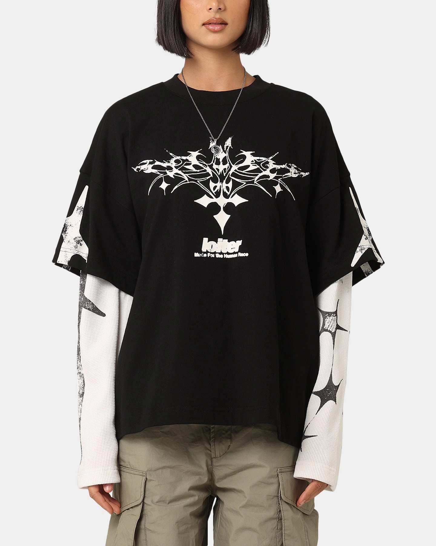 Perfect Comfort Loiter Seek N Destroy Long Sleeve T-Shirt Vintage Black