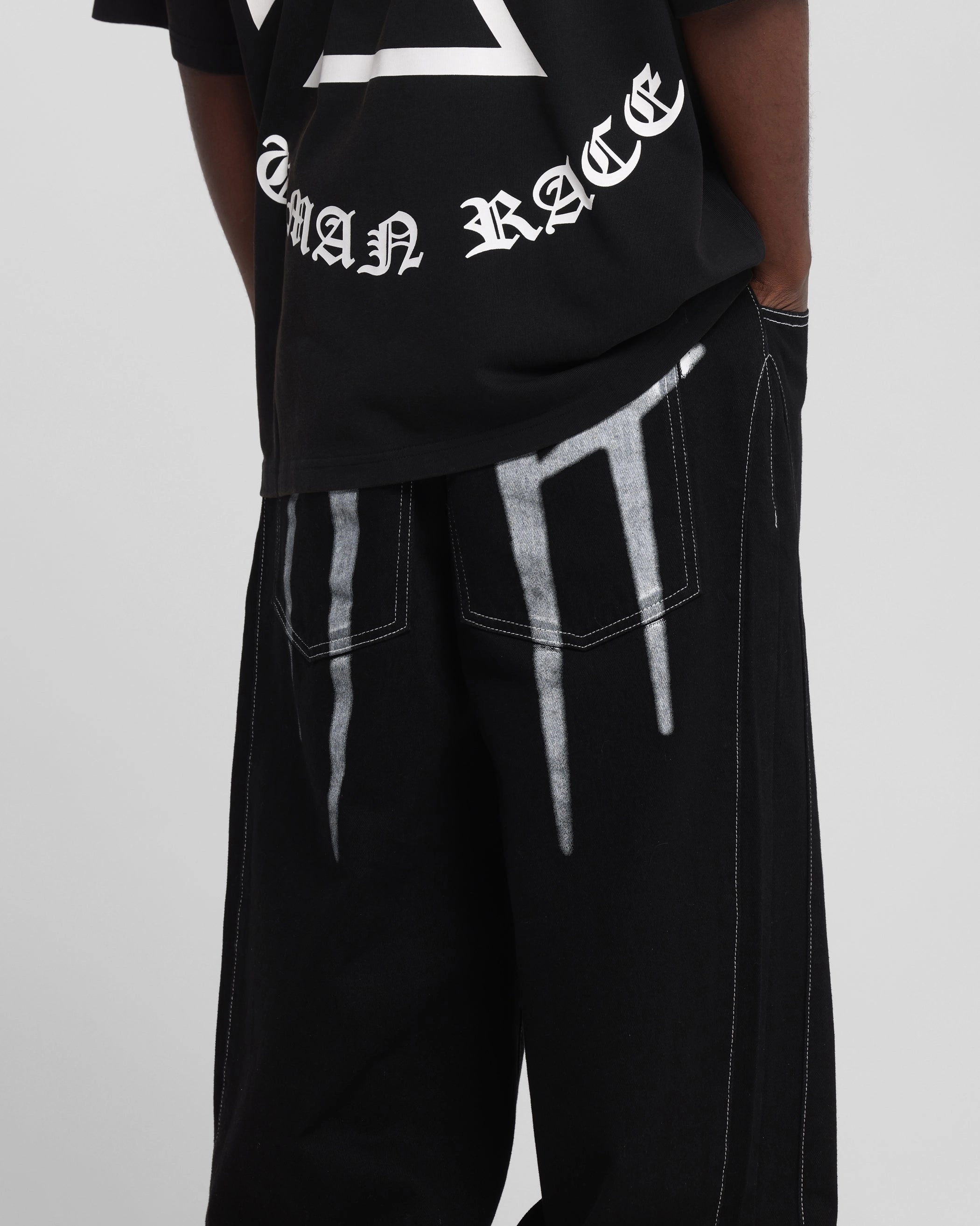 AdjustableWaistband Smooth Finish Loiter Shadow Jeans Black