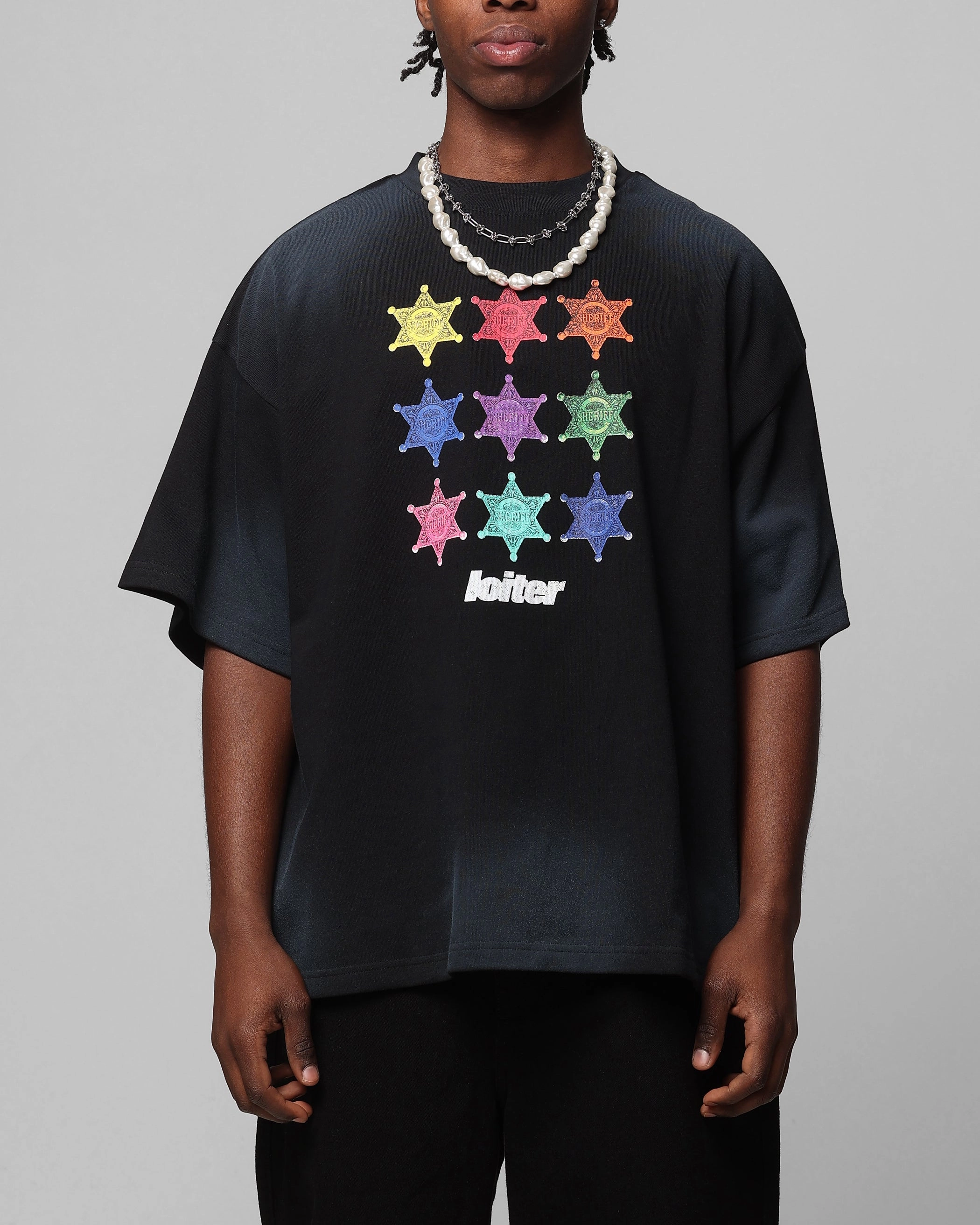 Chic Fashion Loiter Sherif Vintage T-Shirt Washed Black