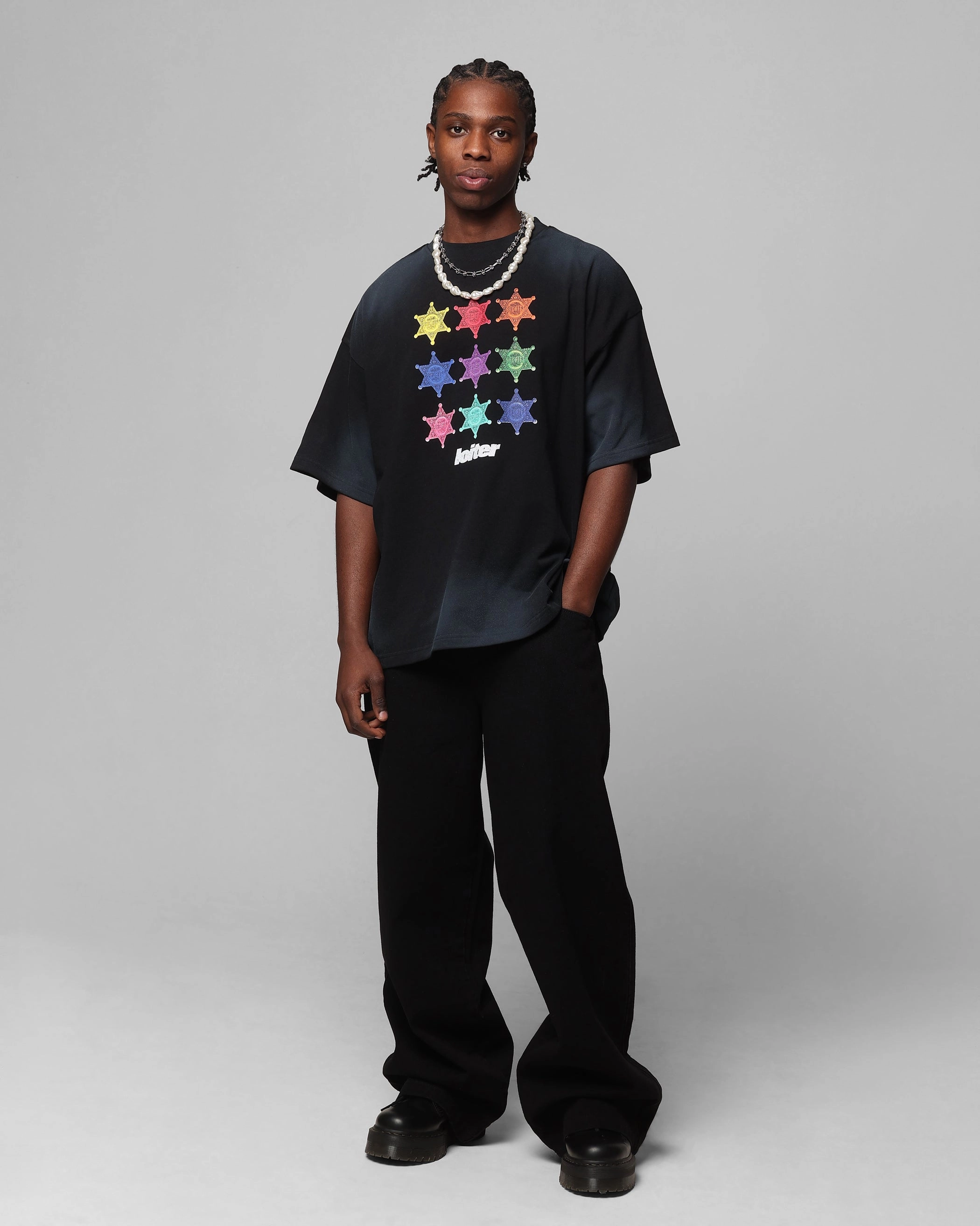 Loiter Sherif Vintage T-Shirt Washed Black Modern Simplicity Basic Layering