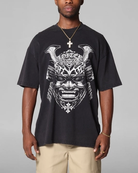 Breathable Wearable Men's masculinity Loiter Shogun Vintage T-Shirt Black Acidwash