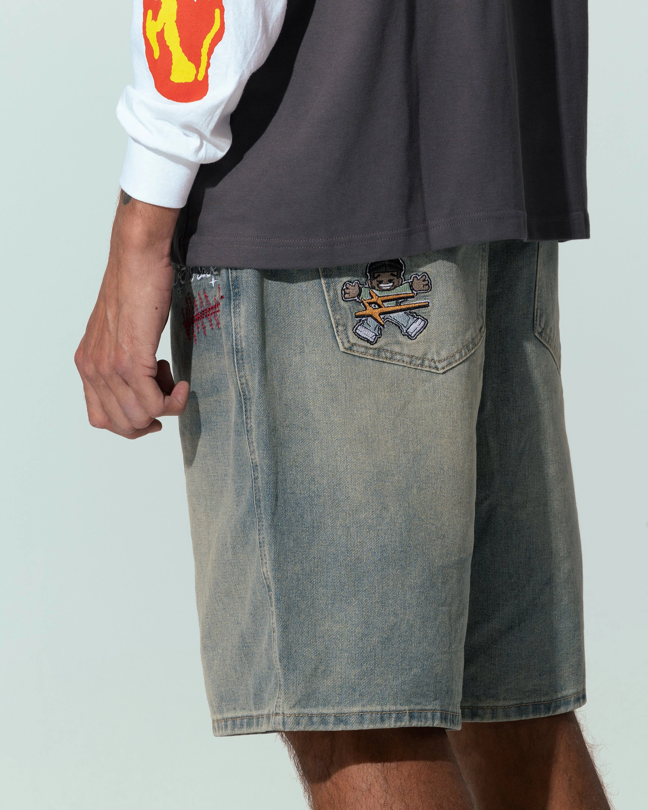 Loiter Sk8 Jorts Washed Blue Stay Cool