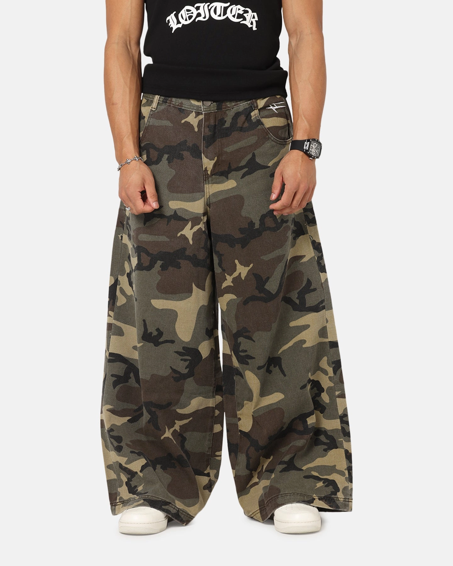 Loiter Skate Jeans Woodland Camo Recyclable Fabric Blend