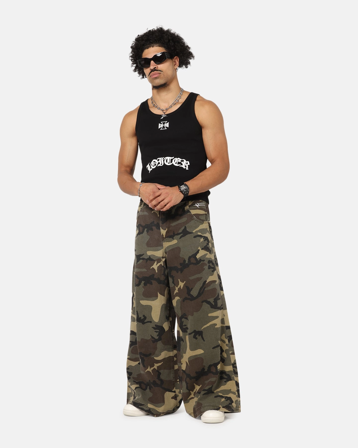 Loiter Skate Jeans Woodland Camo Eco Friendly Dyeing FadeResistant