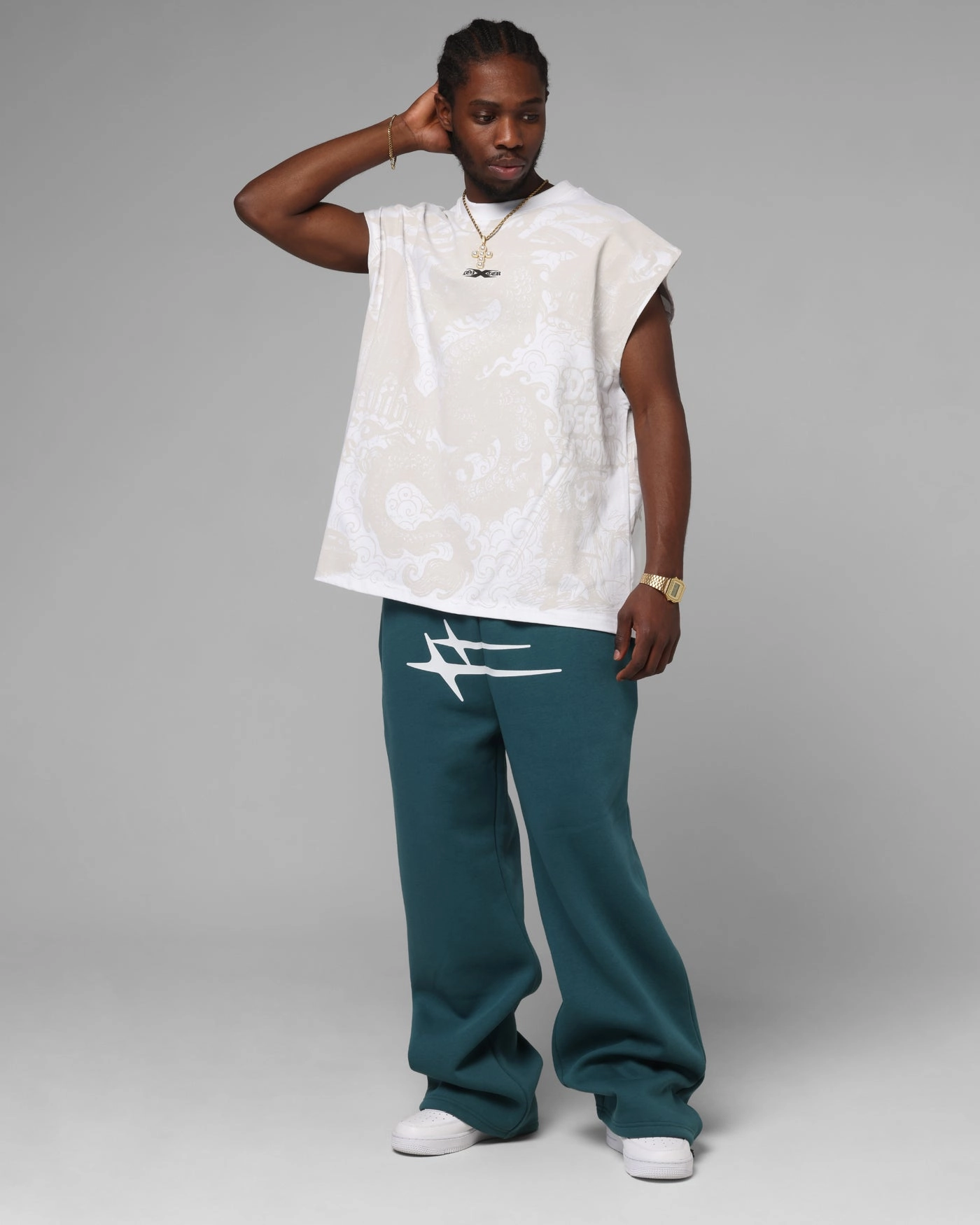 Breathable mesh lining MoistureControlFibers Loiter Sketch Book Muscle T-Shirt White