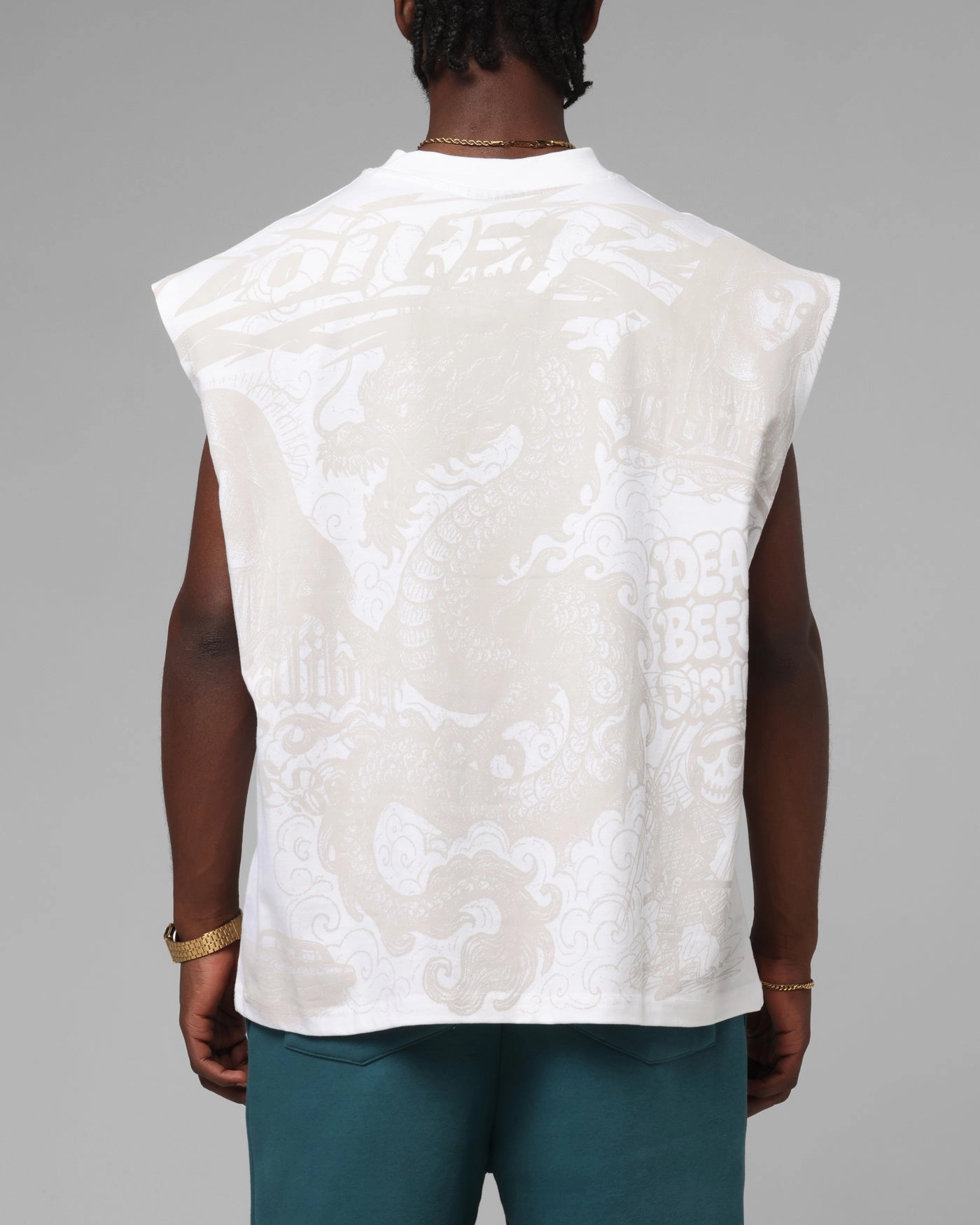 Compact Stitch Pattern Loiter Sketch Book Muscle T-Shirt White