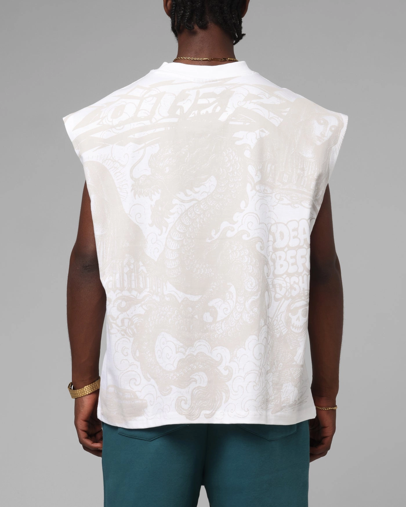 Loiter Sketch Book Muscle T-Shirt White Modern Layer Travel Comfort