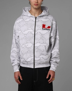 Smooth Feel Loiter Slither Zip Hoodie Grey