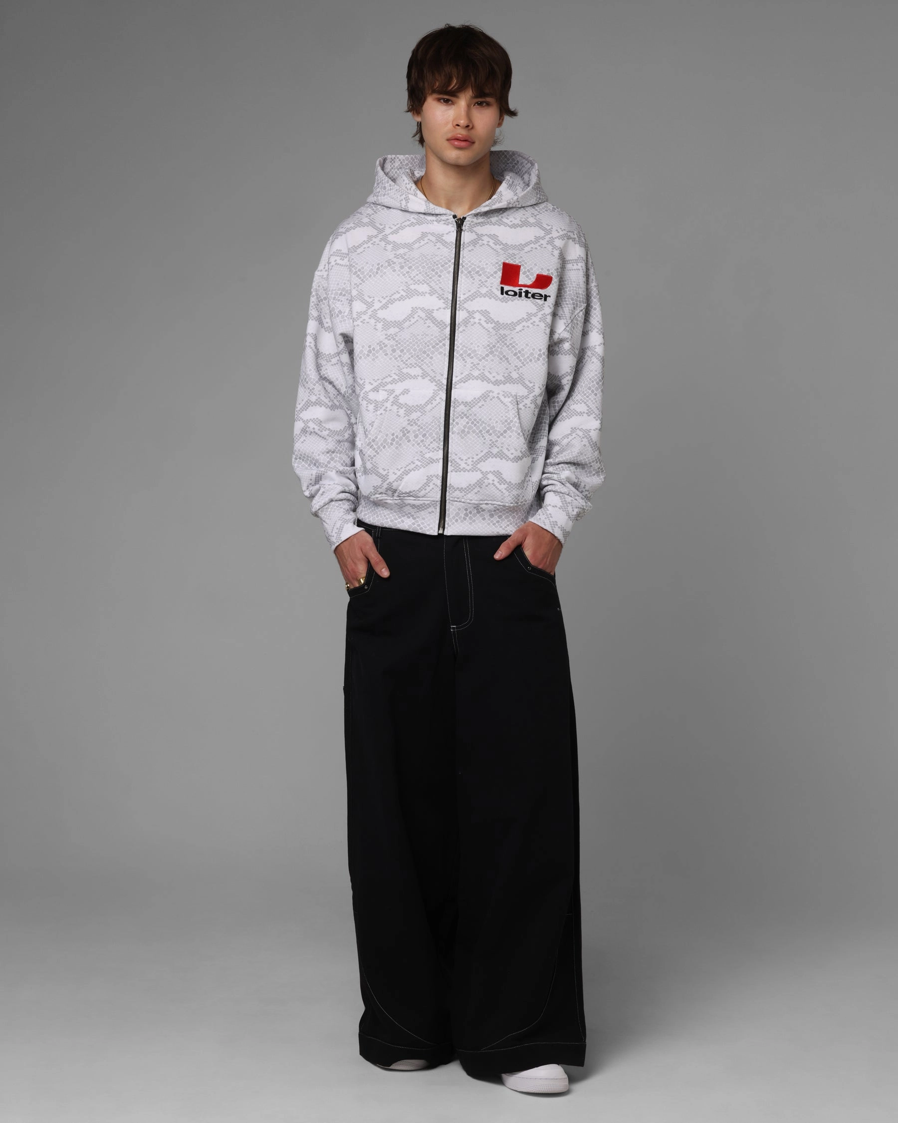 Loiter Slither Zip Hoodie Grey Innovate Men's