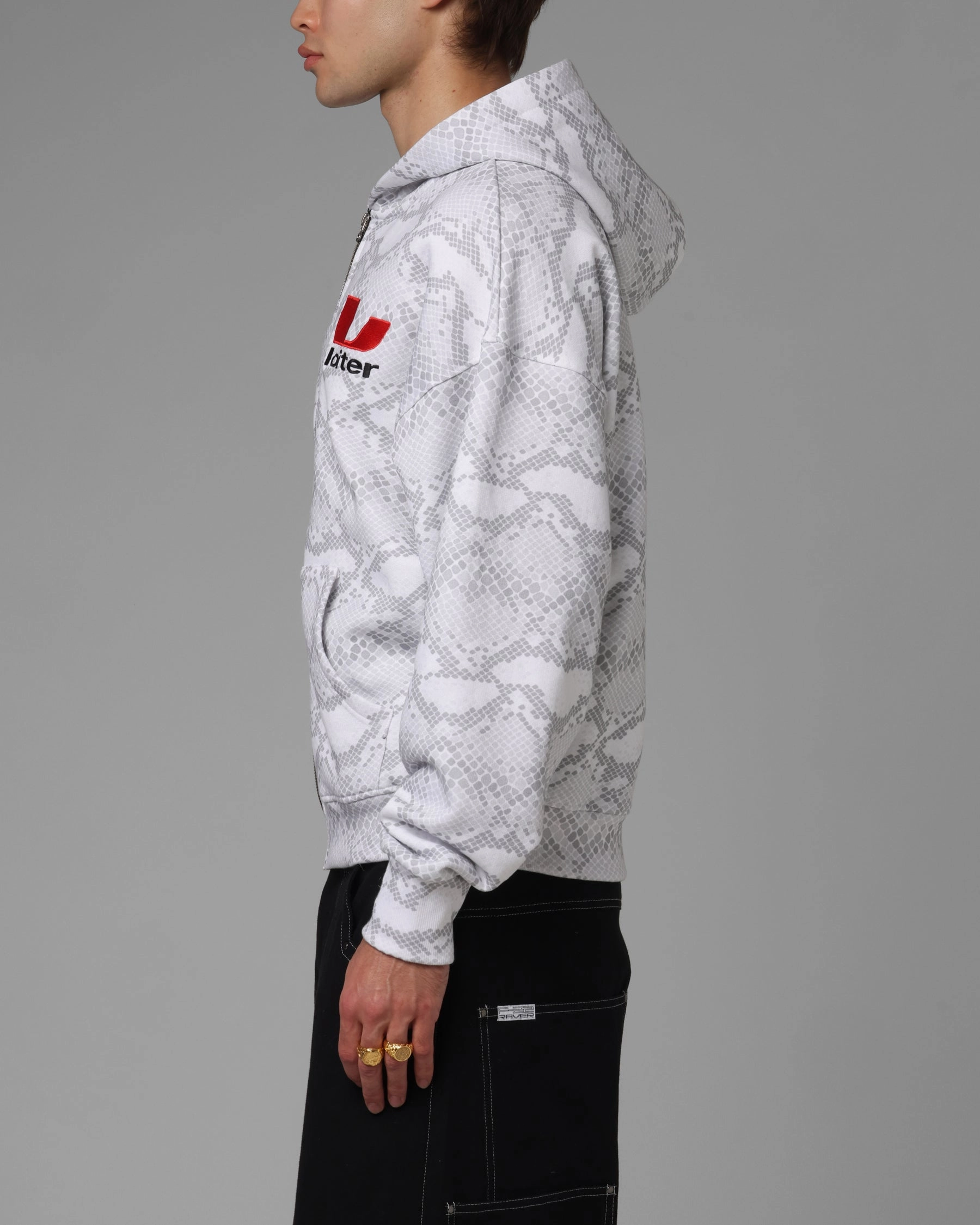 Lightweight Fill Feel Loiter Slither Zip Hoodie Grey