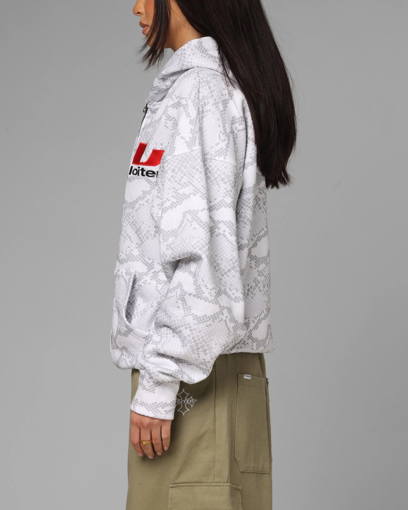 Loiter Slither Zip Hoodie Grey High Density Weave