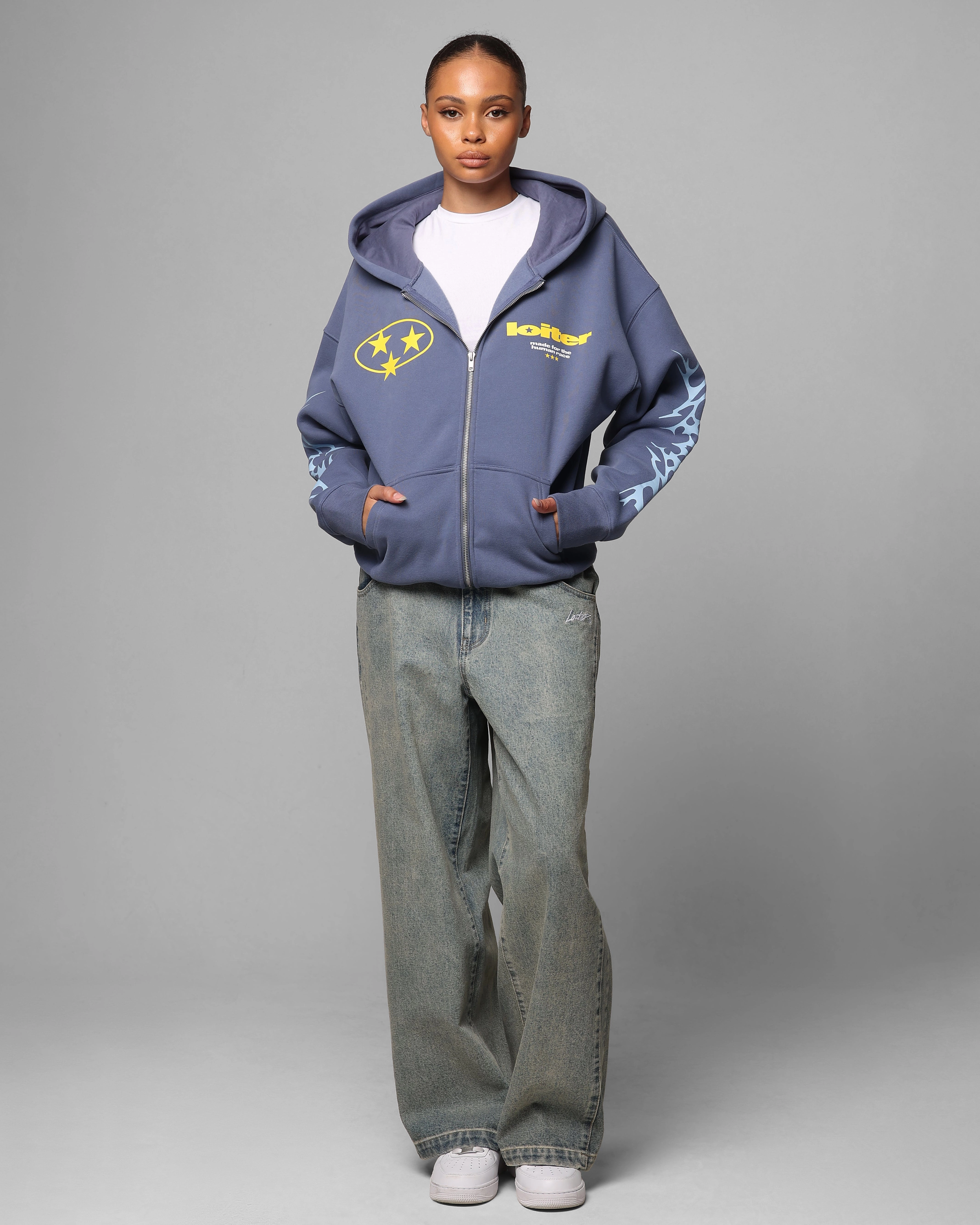 Loiter Solar Zip Hoodie Blue Versatile Protection StretchFit Fabric Technology