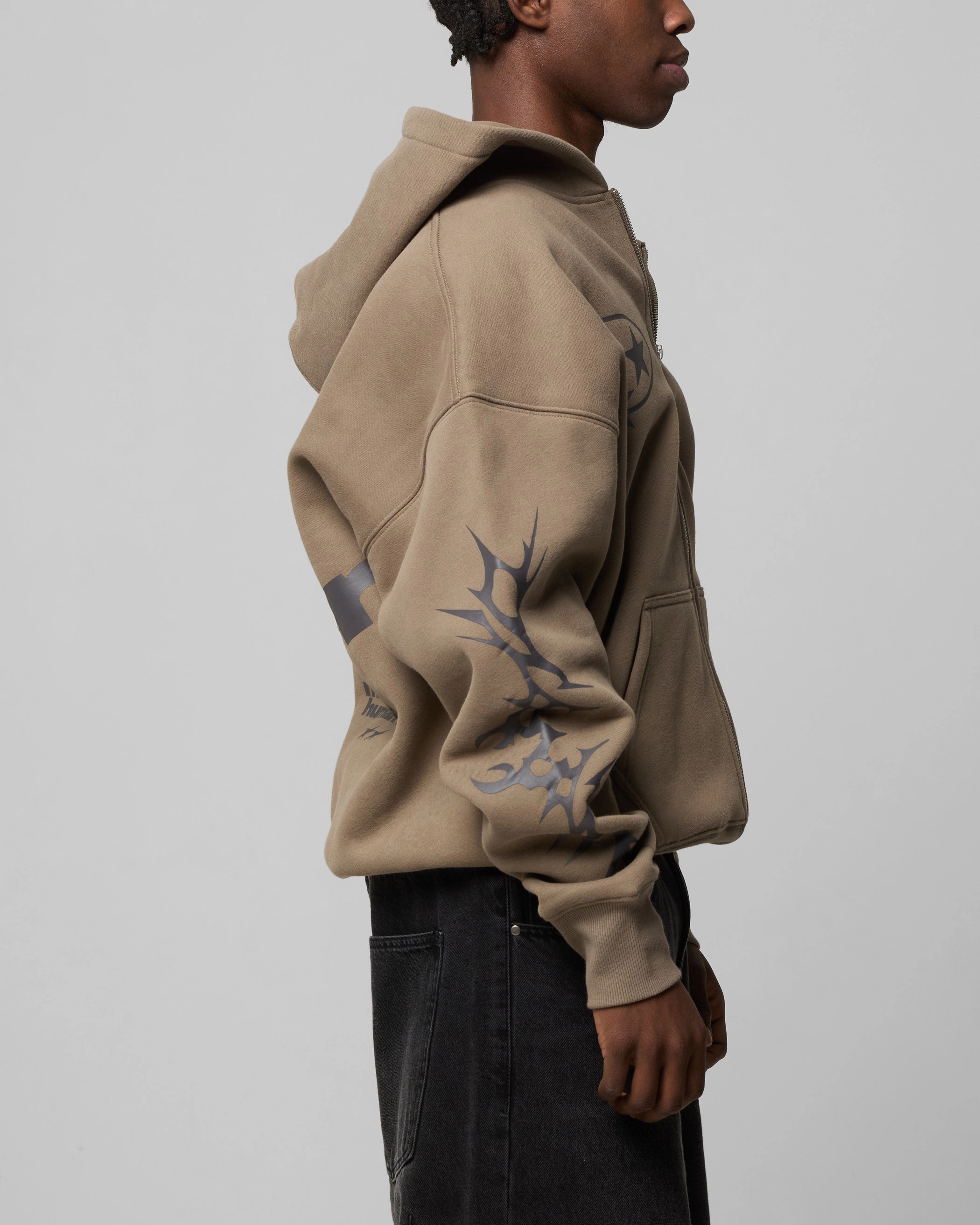 Loiter Solar Zip Hoodie Brown Glittery accents Yarn Dyed Fabric