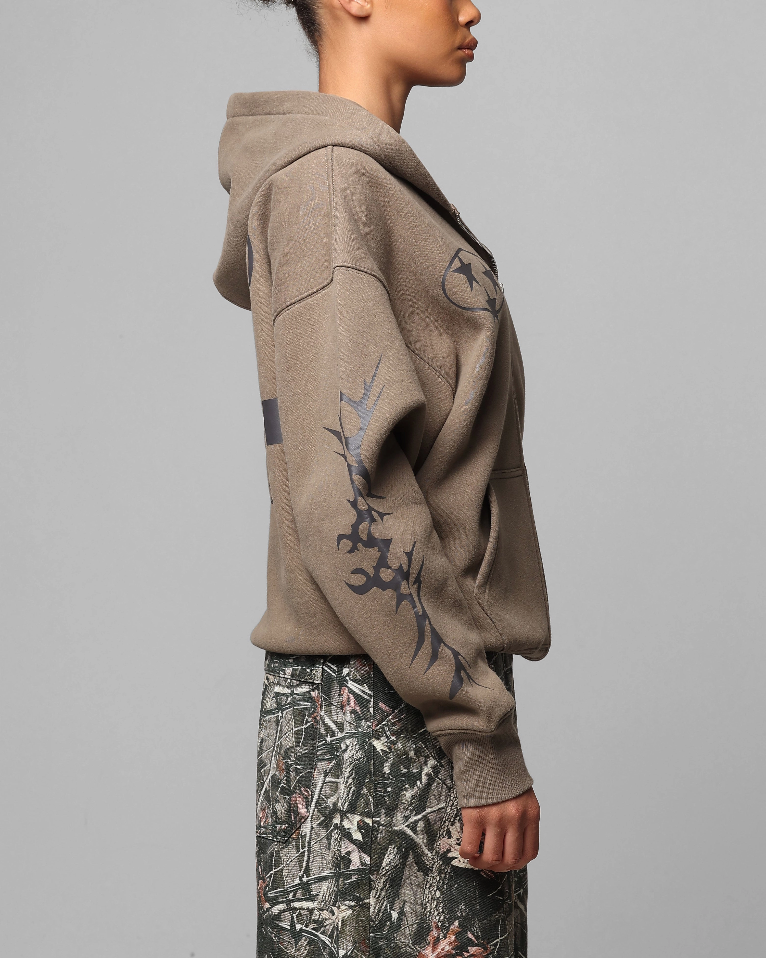 Lip-gloss Loiter Solar Zip Hoodie Brown