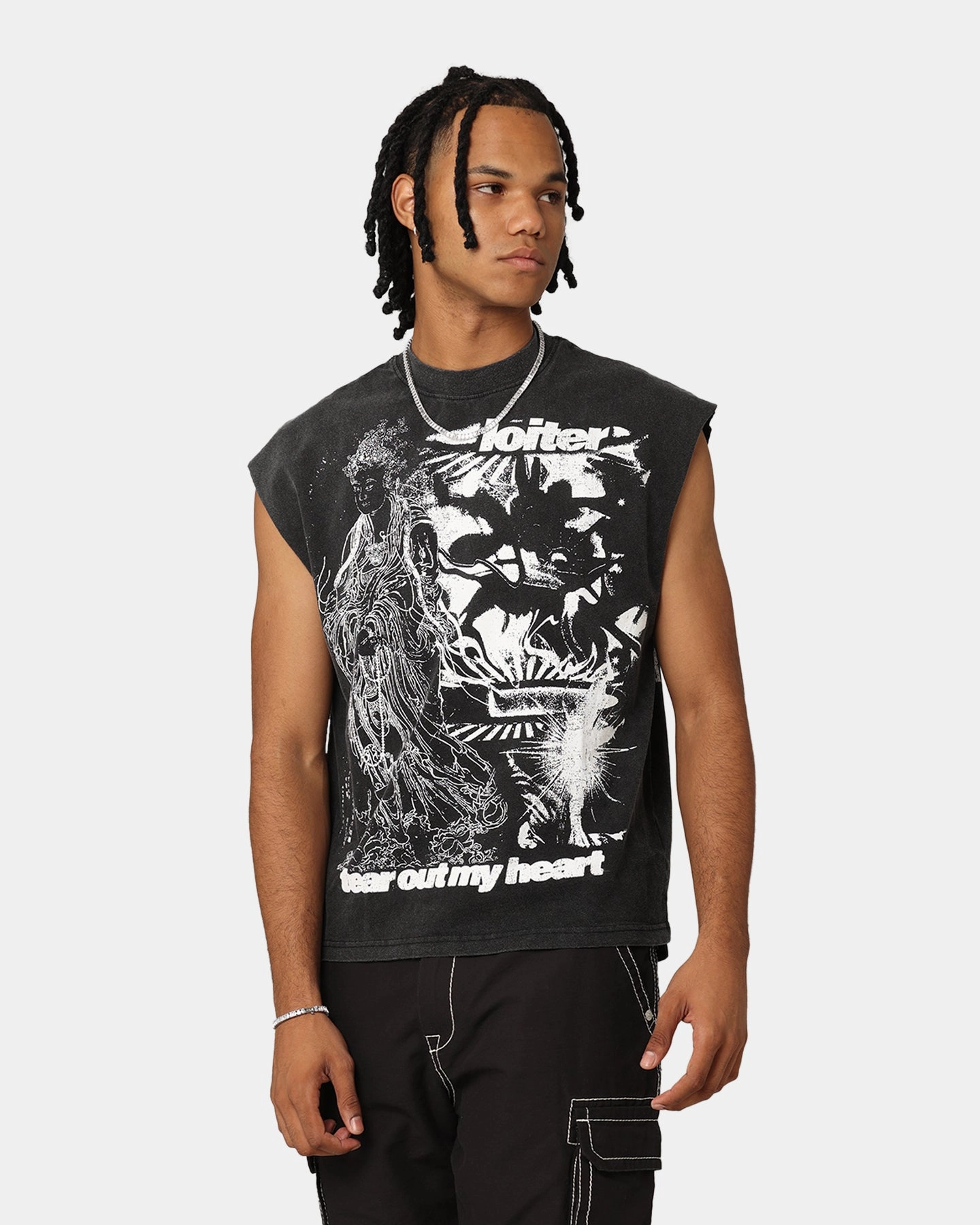 Loiter Soulless Oversized Muscle T-Shirt Vintage Black Cozy Wearable