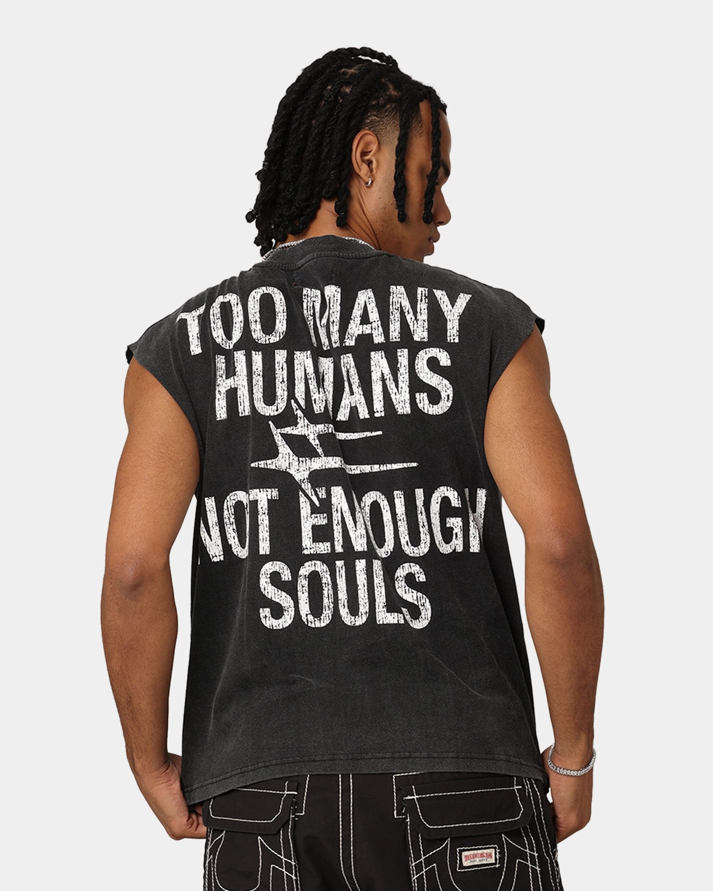 Stylish Loiter Soulless Oversized Muscle T-Shirt Vintage Black