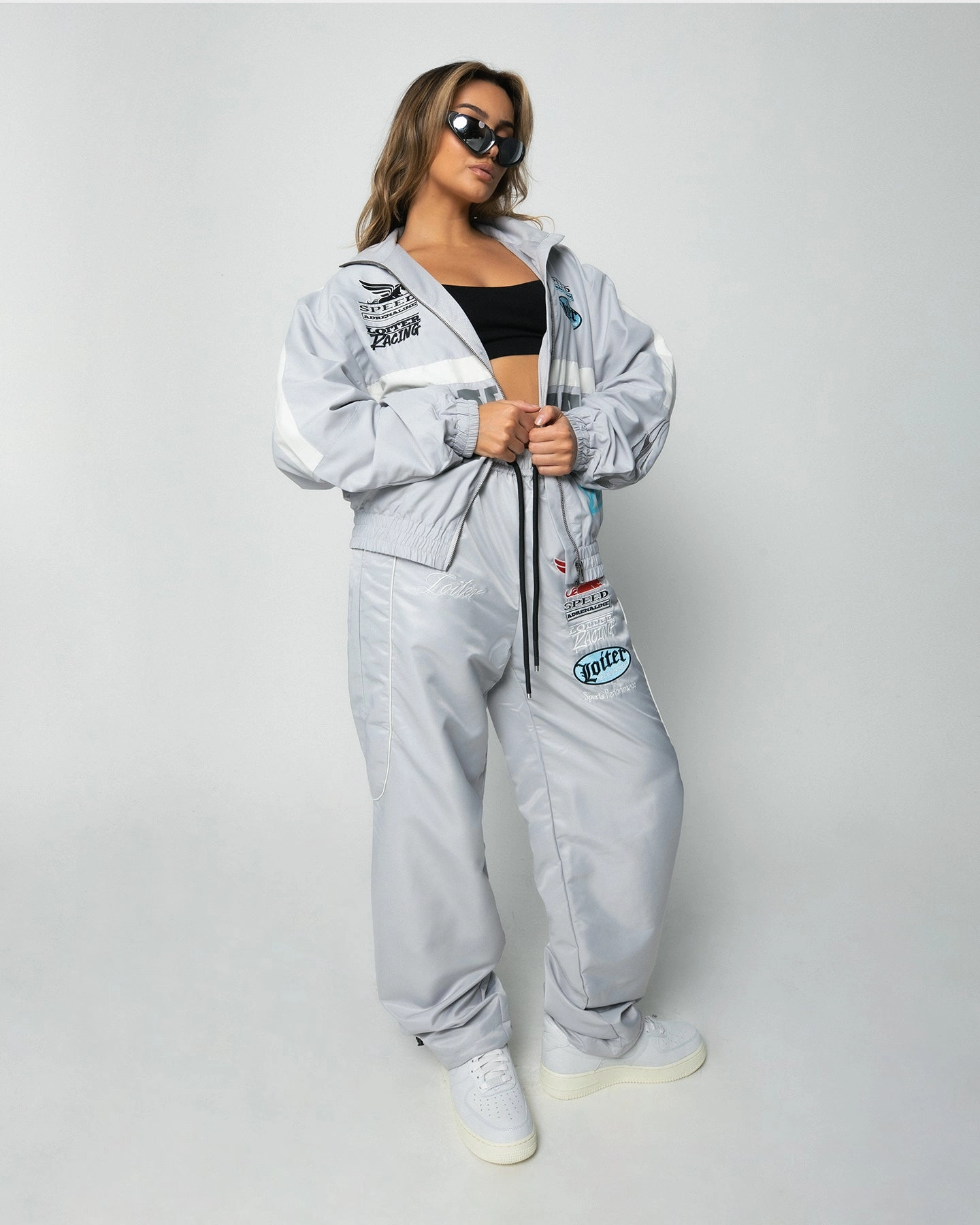 Aid gym - goers Loiter Speedway Windbreaker Jacket Grey