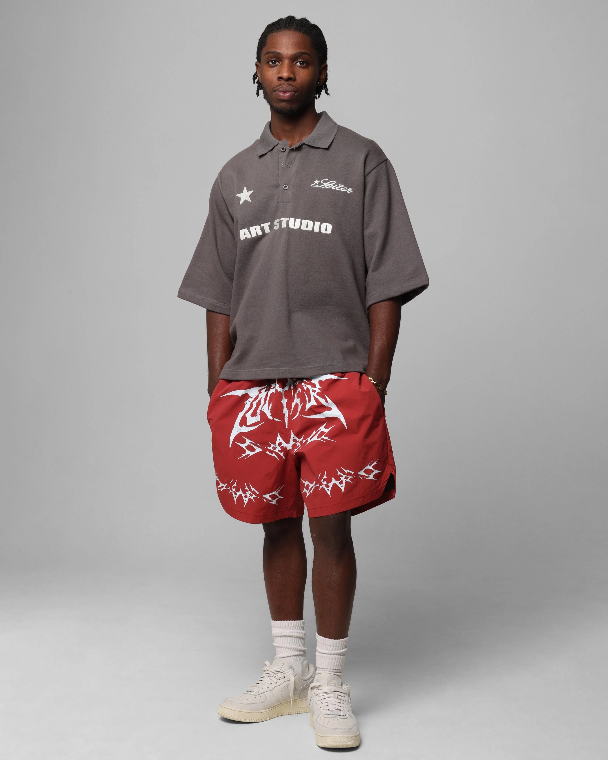 Wrinkle Resistant Finish Loiter Stacked Metal Walk Shorts Burgandy