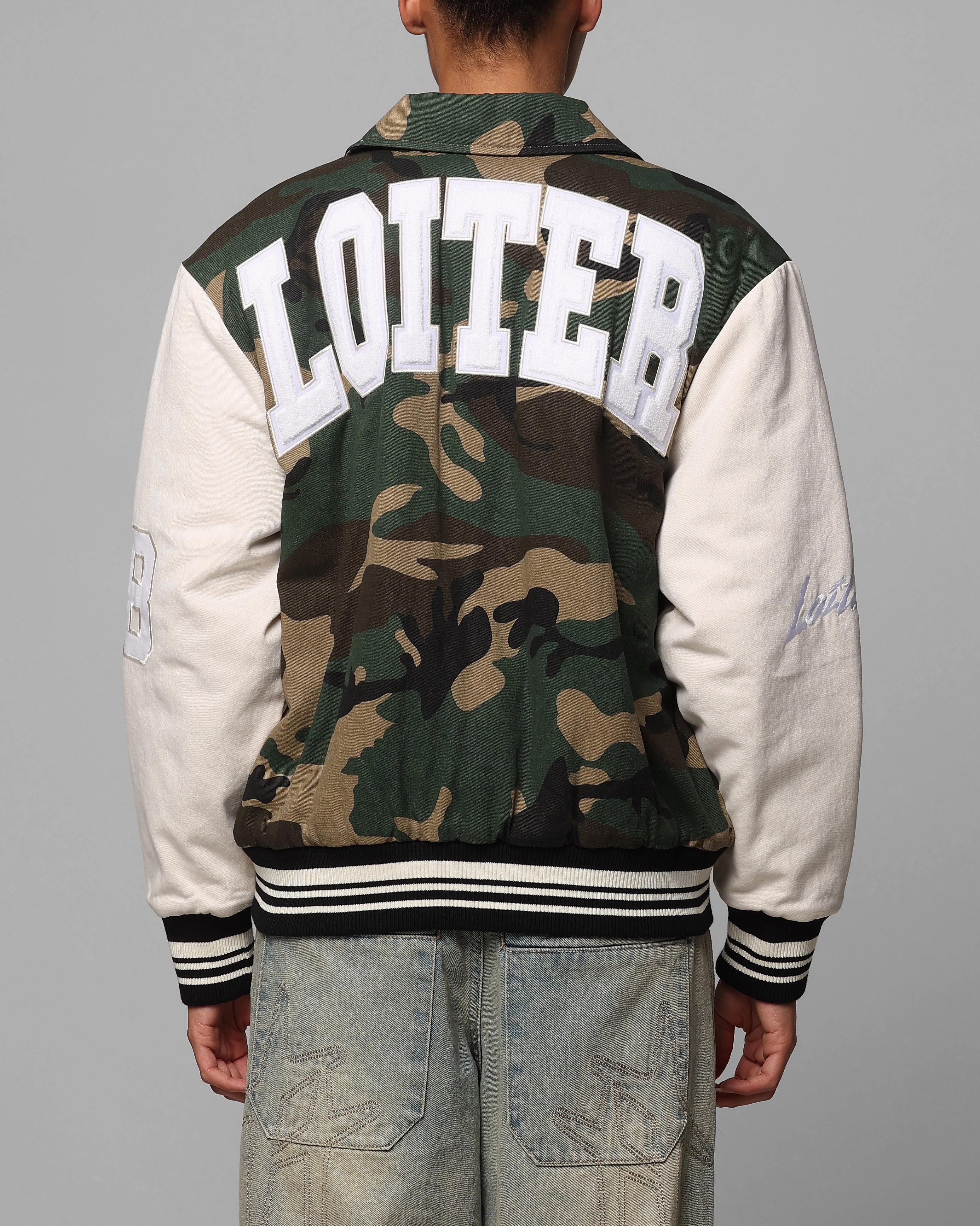 Functional Gel Loiter Star Child Varsity Jacket Woodland Camo