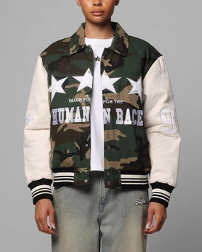 Loiter Star Child Varsity Jacket Woodland Camo Water Resistant Material
