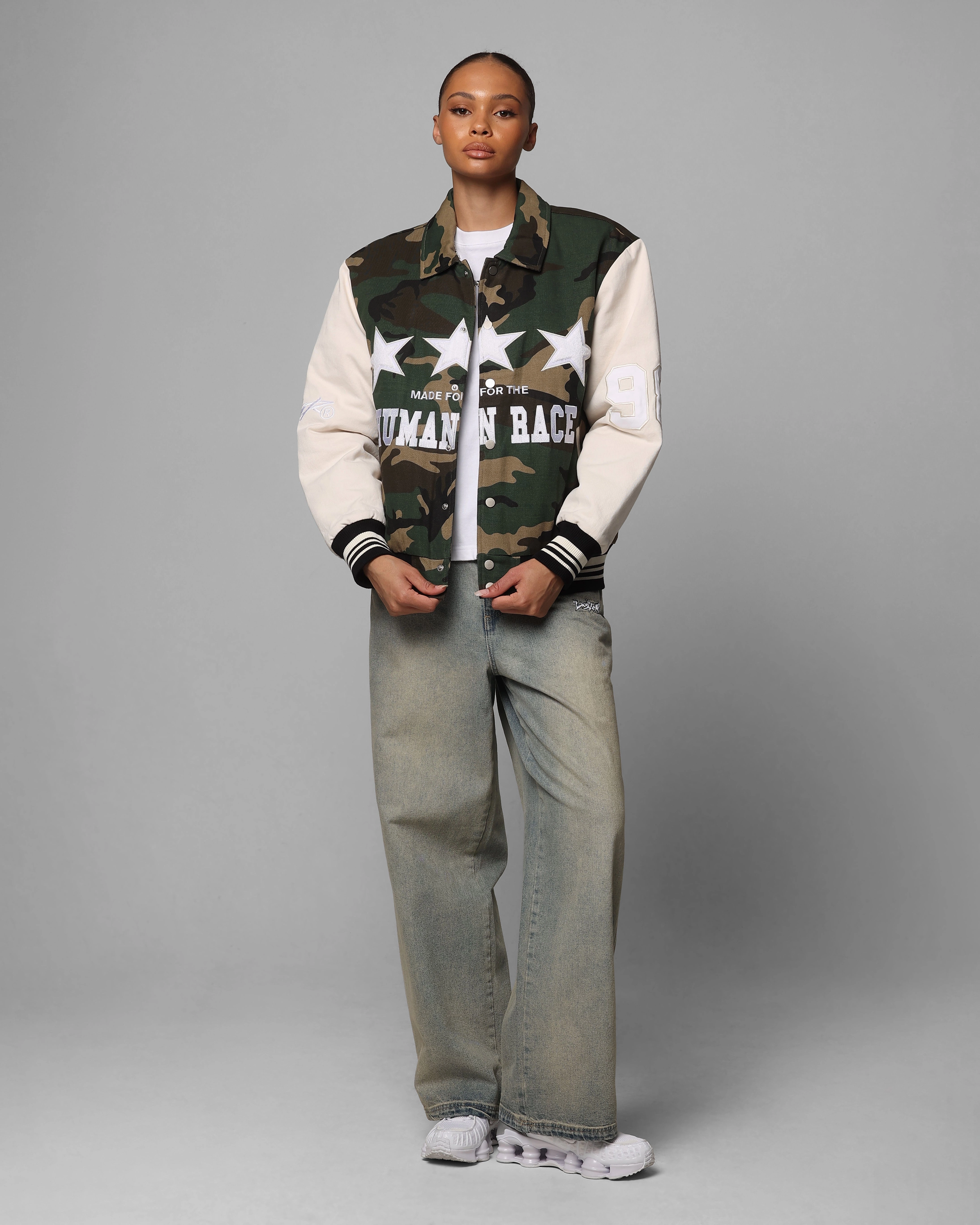 Loiter Star Child Varsity Jacket Woodland Camo suitable for talent shows