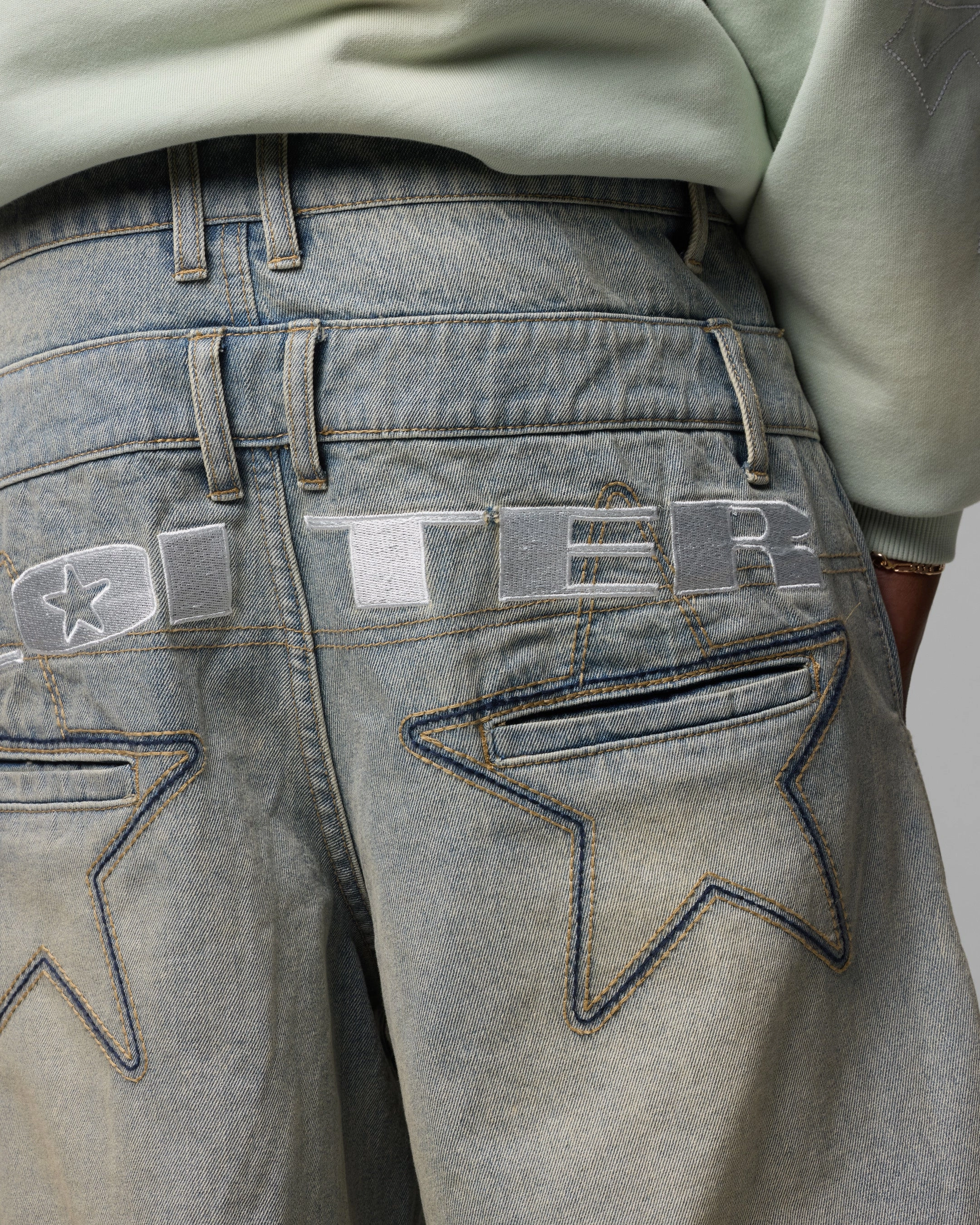 Casual Must-Have Loiter Star Layered Jeans Washed Blue