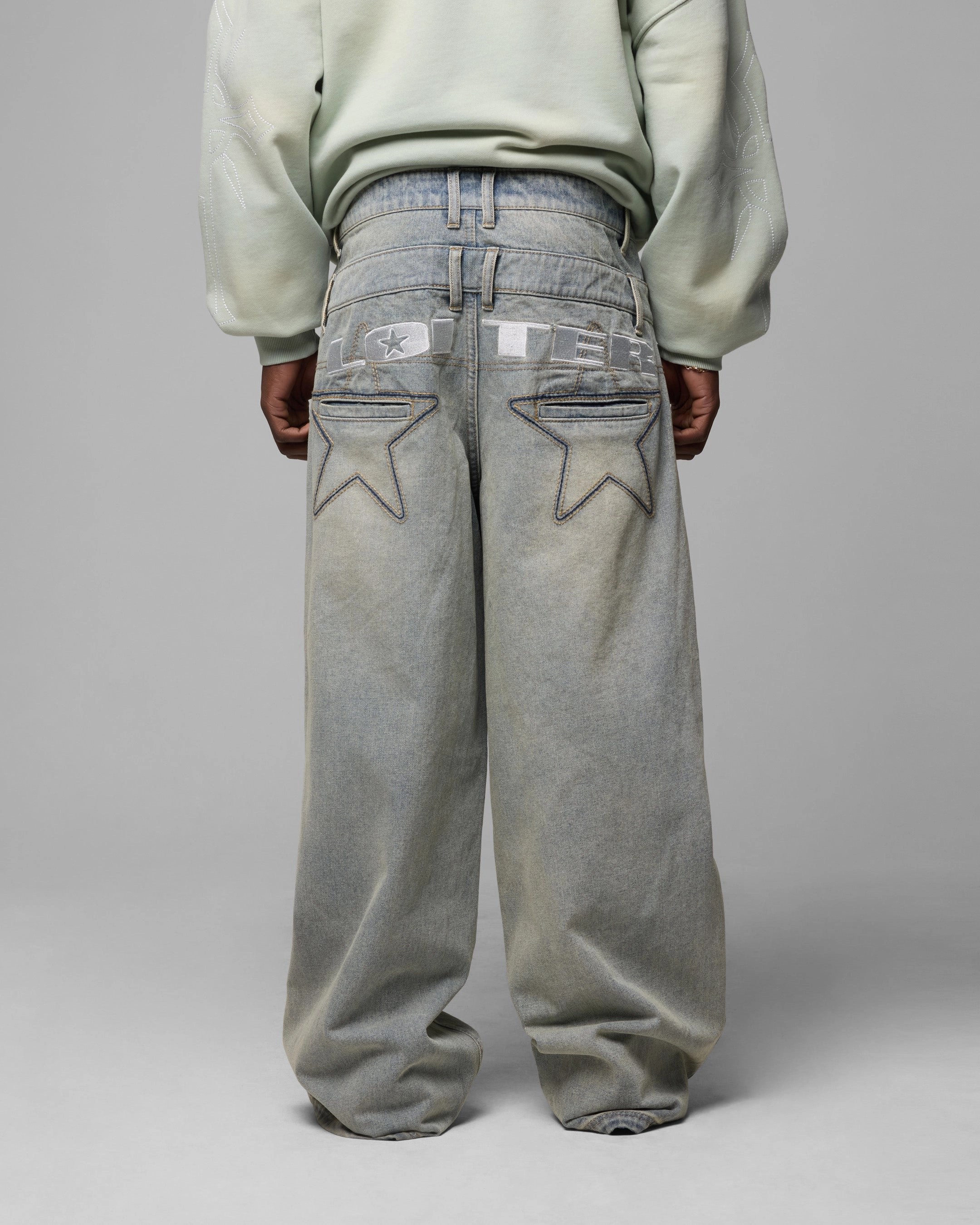 Loiter Star Layered Jeans Washed Blue ComfortWaistband