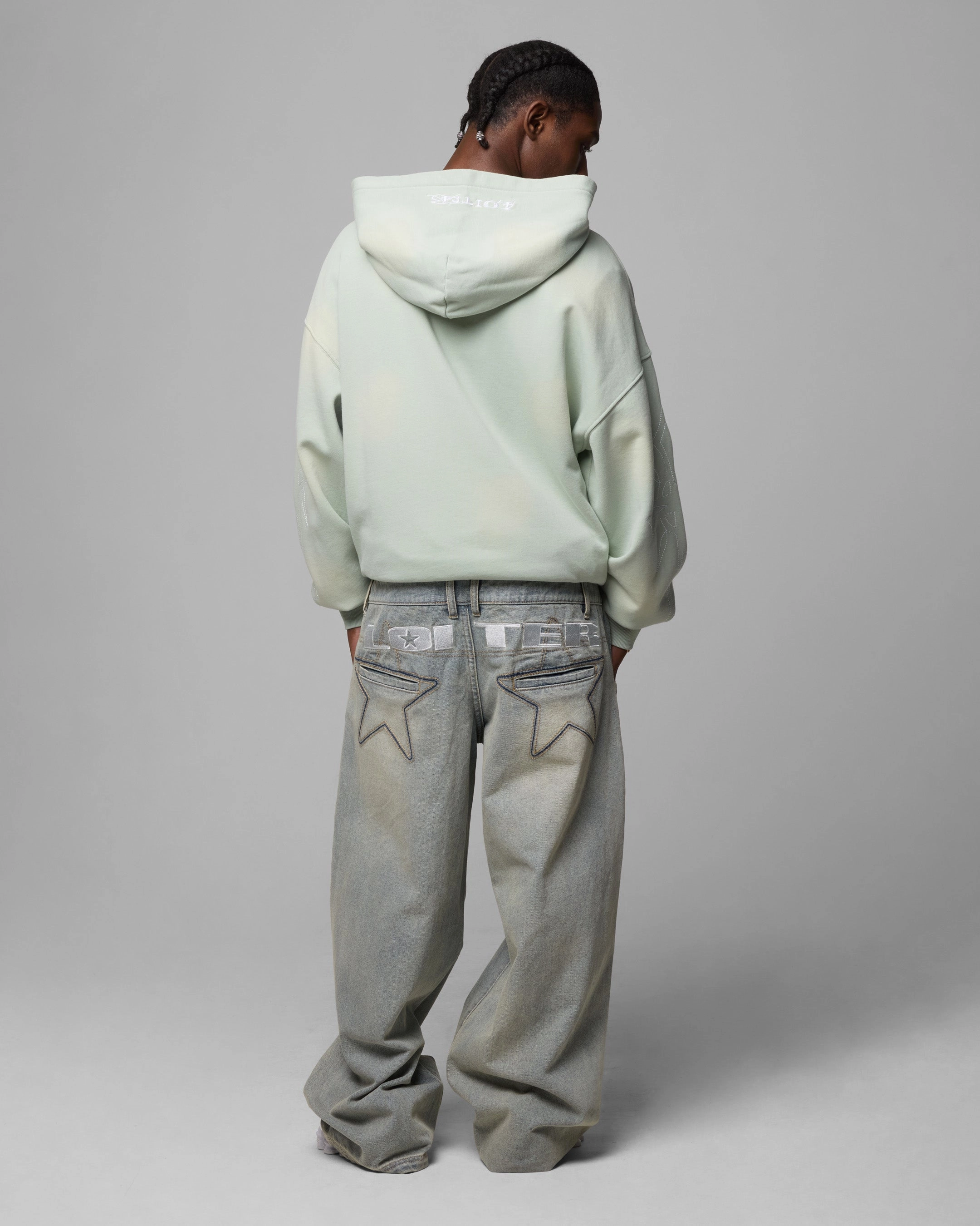 Loiter Star Layered Jeans Washed Blue AdjustableTabs