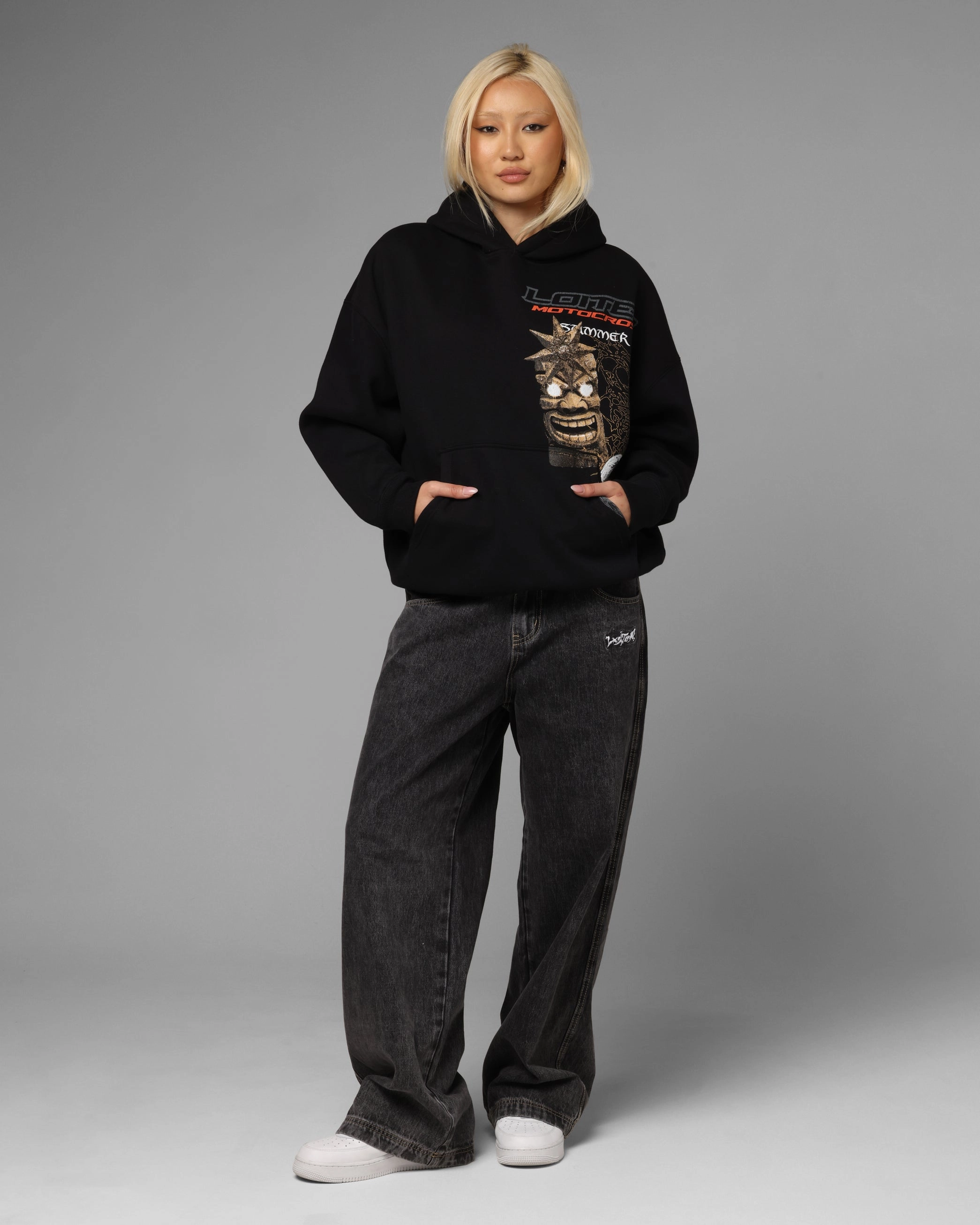 Lounge Wear Rhino like Loiter Summer Motocross Hoodie Black