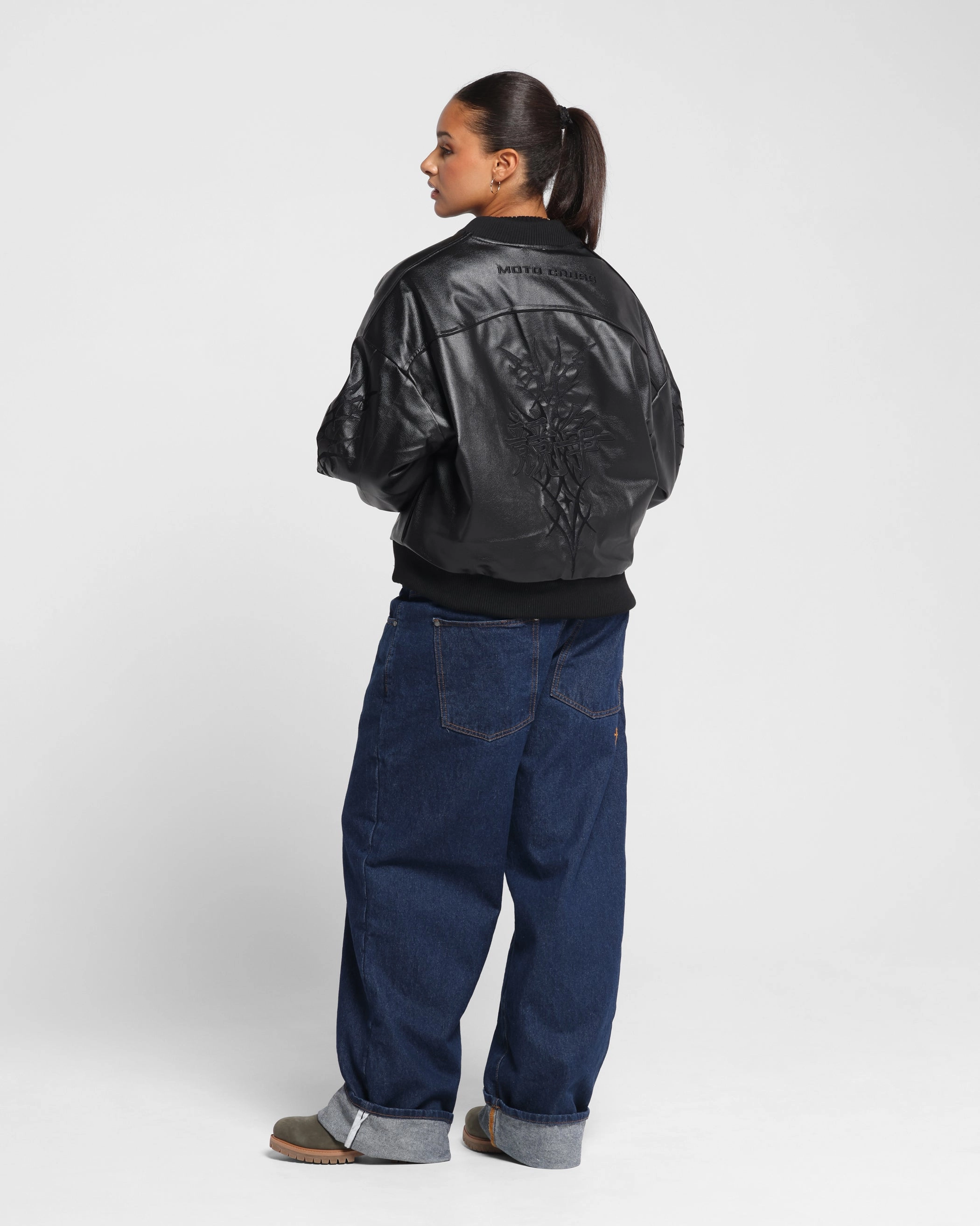 Stain Resistant Loiter Tokyo Drift Vegan Leather Jacket Black