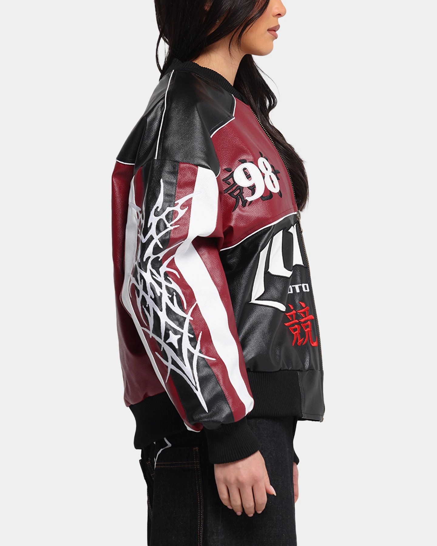 Loiter Tokyo Drift Vegan Leather Jacket Red Fashionable Outerwear