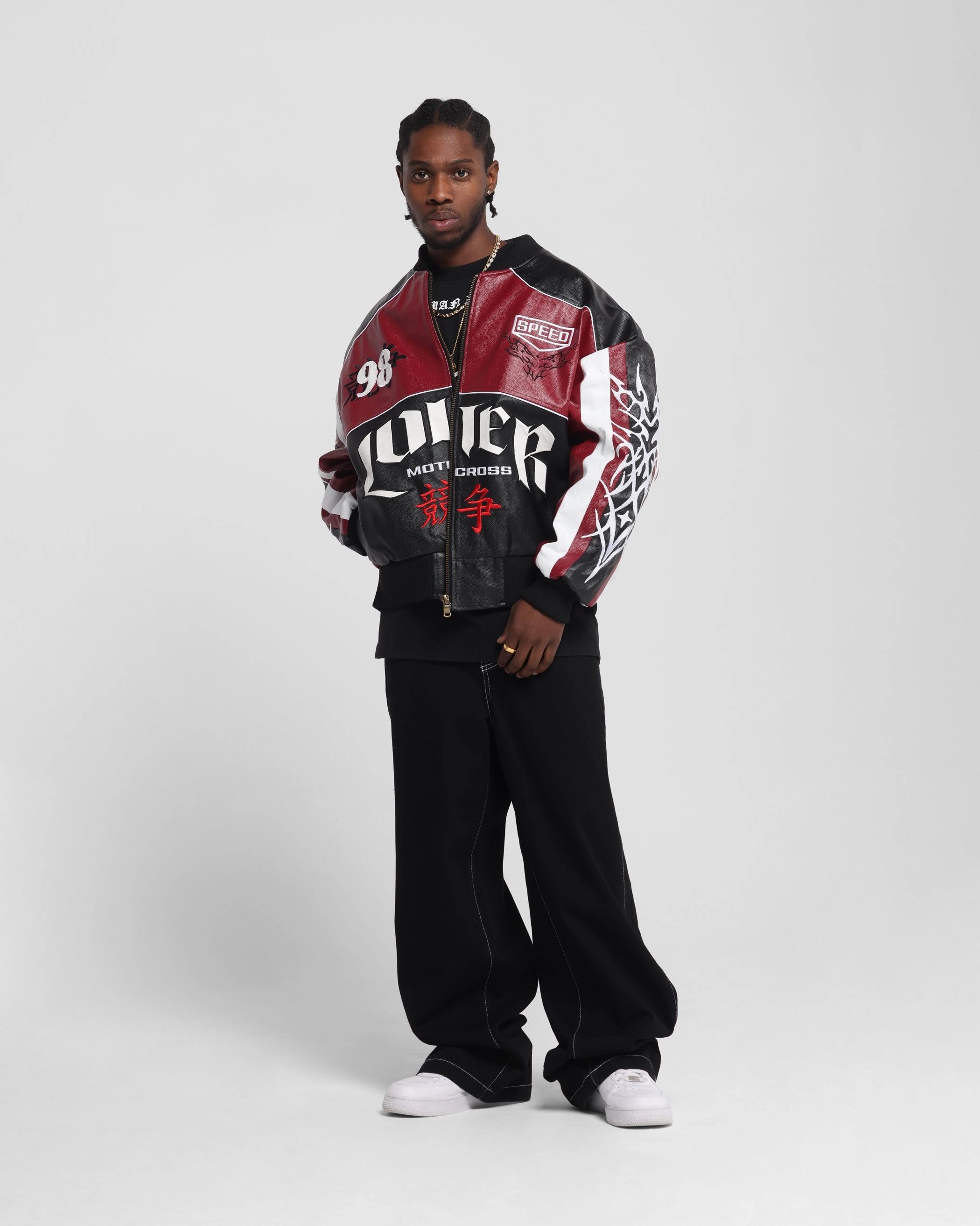 Loiter Tokyo Drift Vegan Leather Jacket Red Merchandise Raglan sleeves