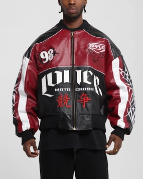 Fashion Active Adventure Loiter Tokyo Drift Vegan Leather Jacket Red