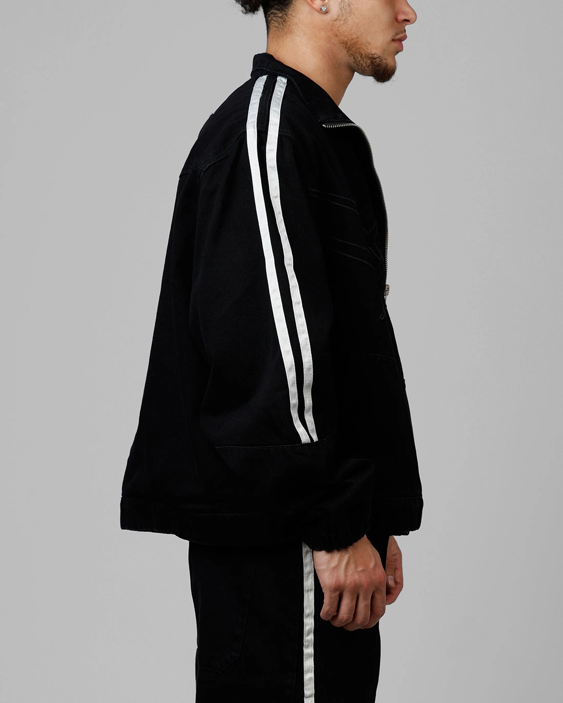 Loiter Track Star Denim Jacket Black Share Tradition