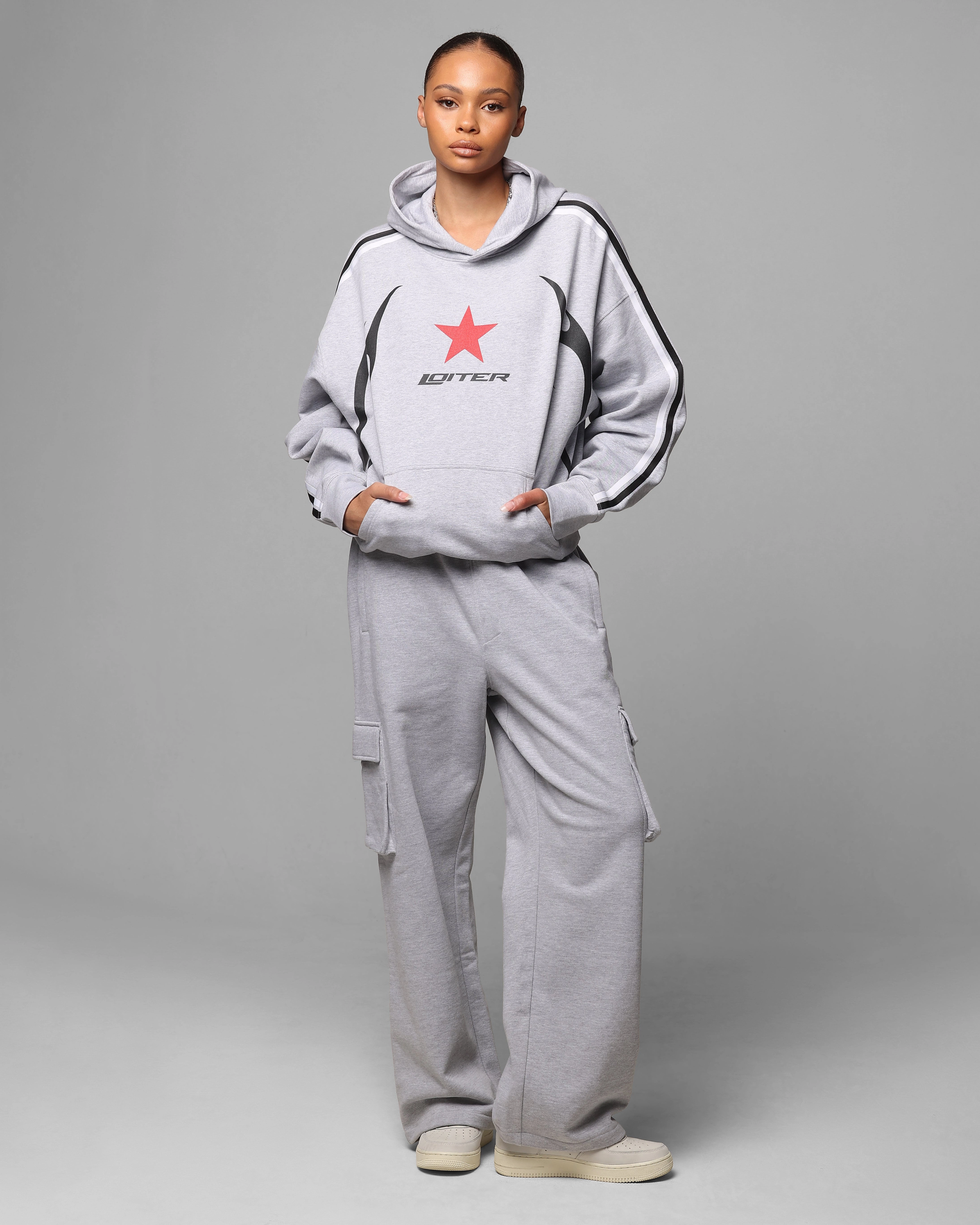 mountain vacation Loiter Trackstar Hoodie Grey Marle