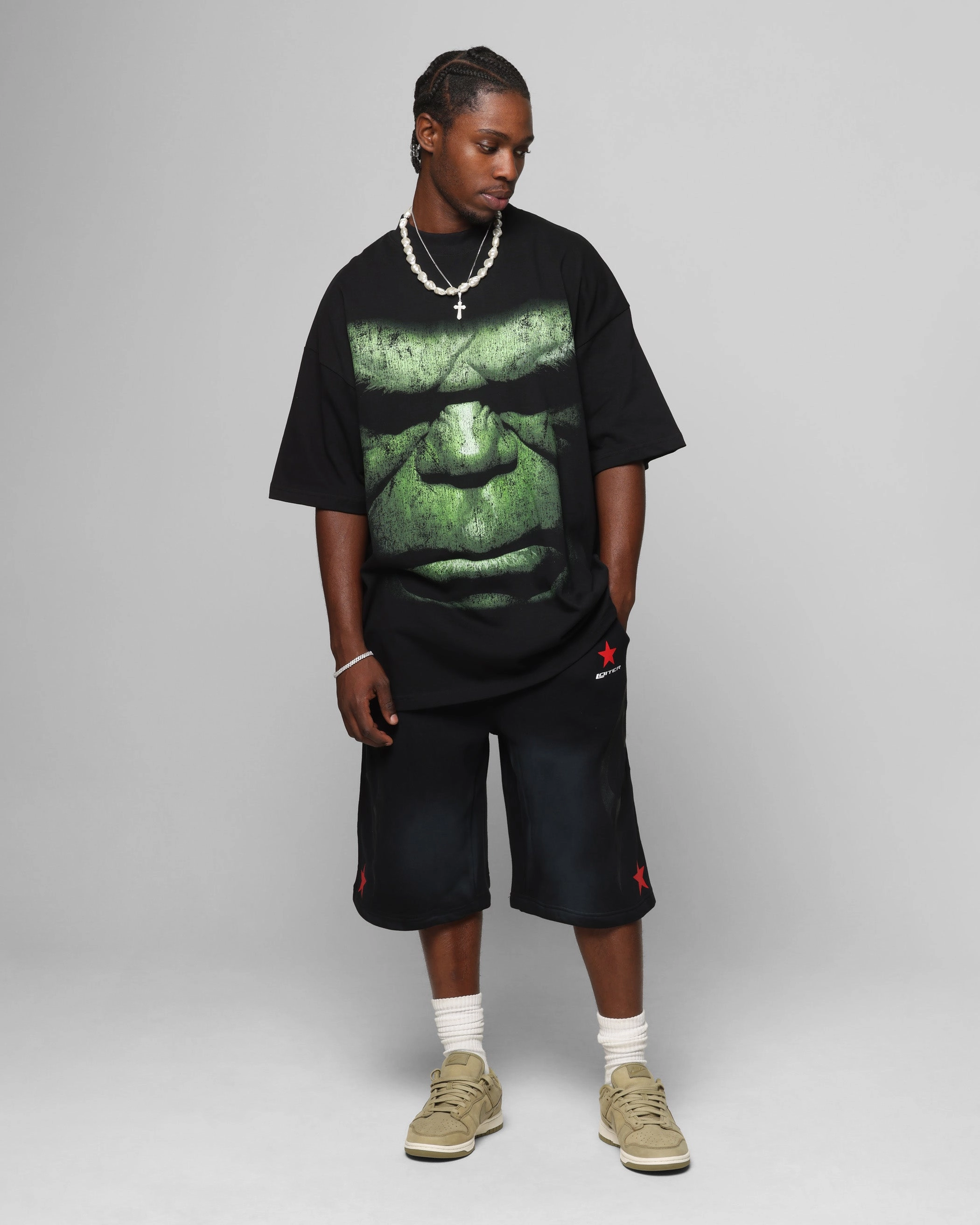 Comfortable clothing Loiter Trackstar Sweat Shorts Washed Black