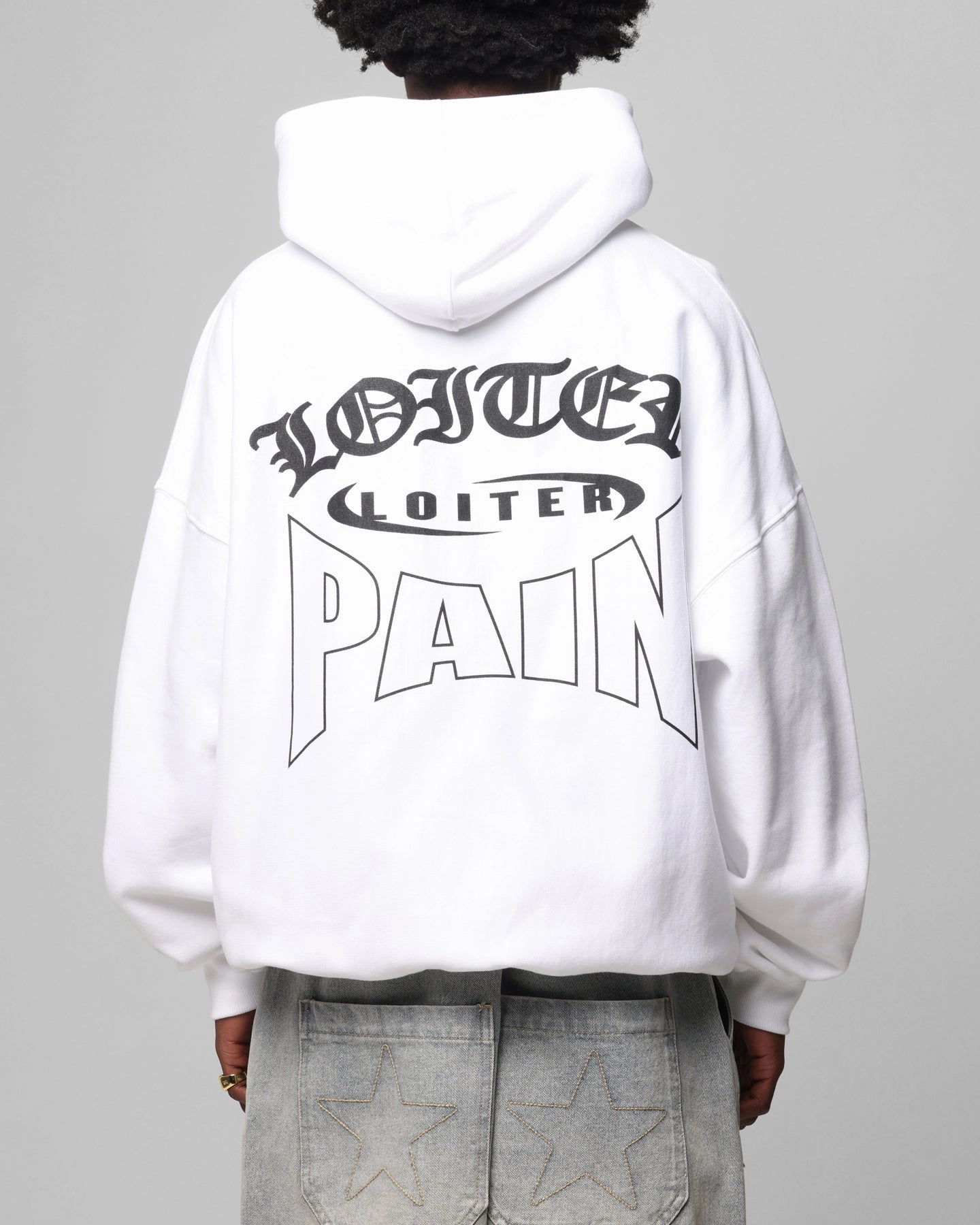 Side Pockets Loiter Ultimate Pain Hoodie White