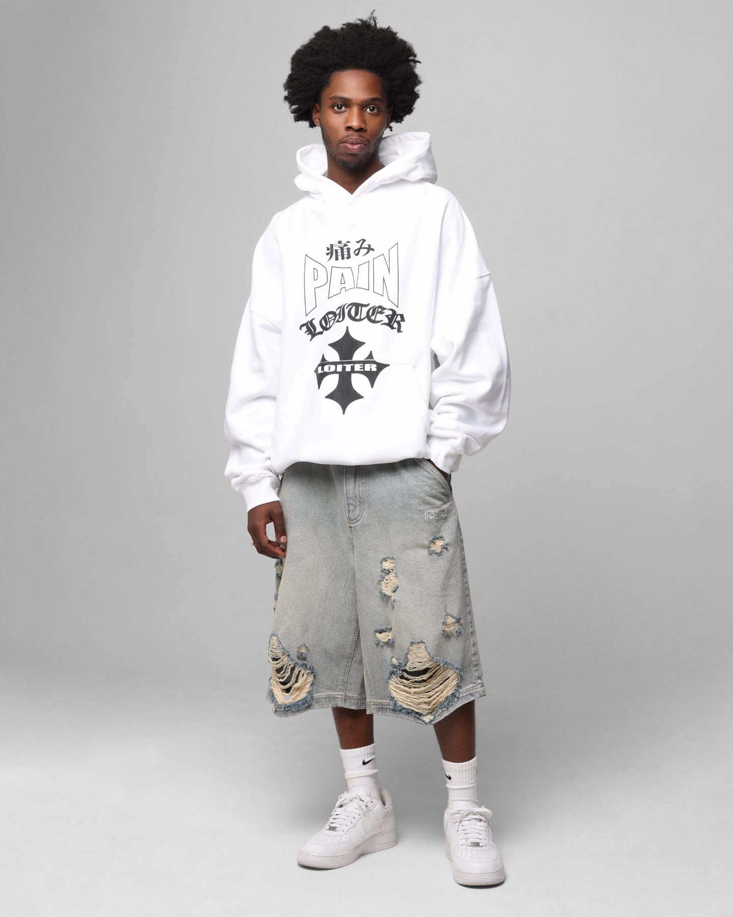 Loiter Ultimate Pain Hoodie White Garment Wash