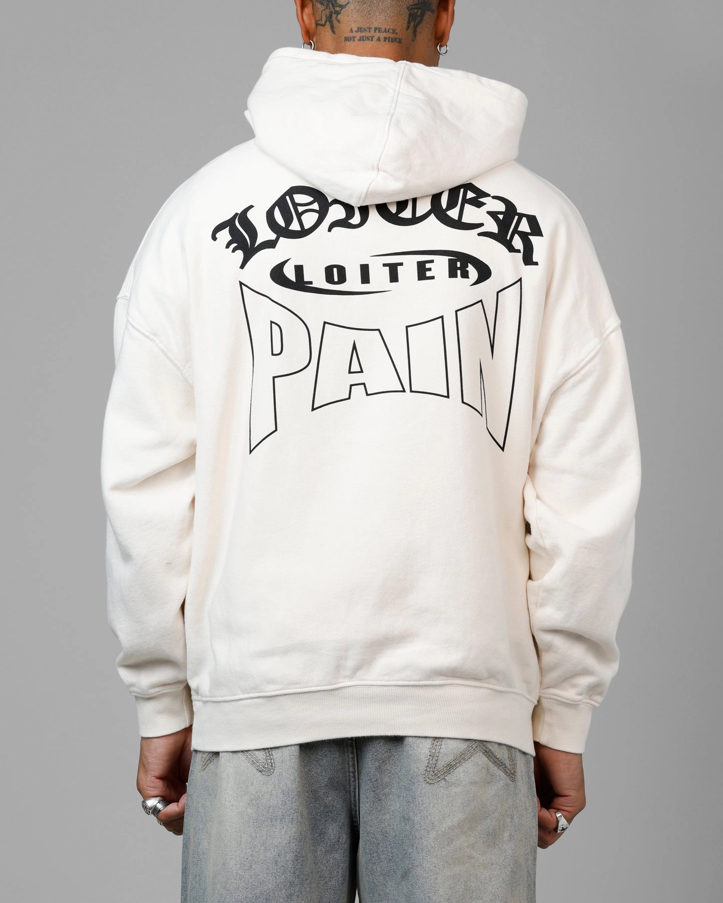 Slide Strap Waistband Loiter Ultimate Pain Premium Hoodie Off White