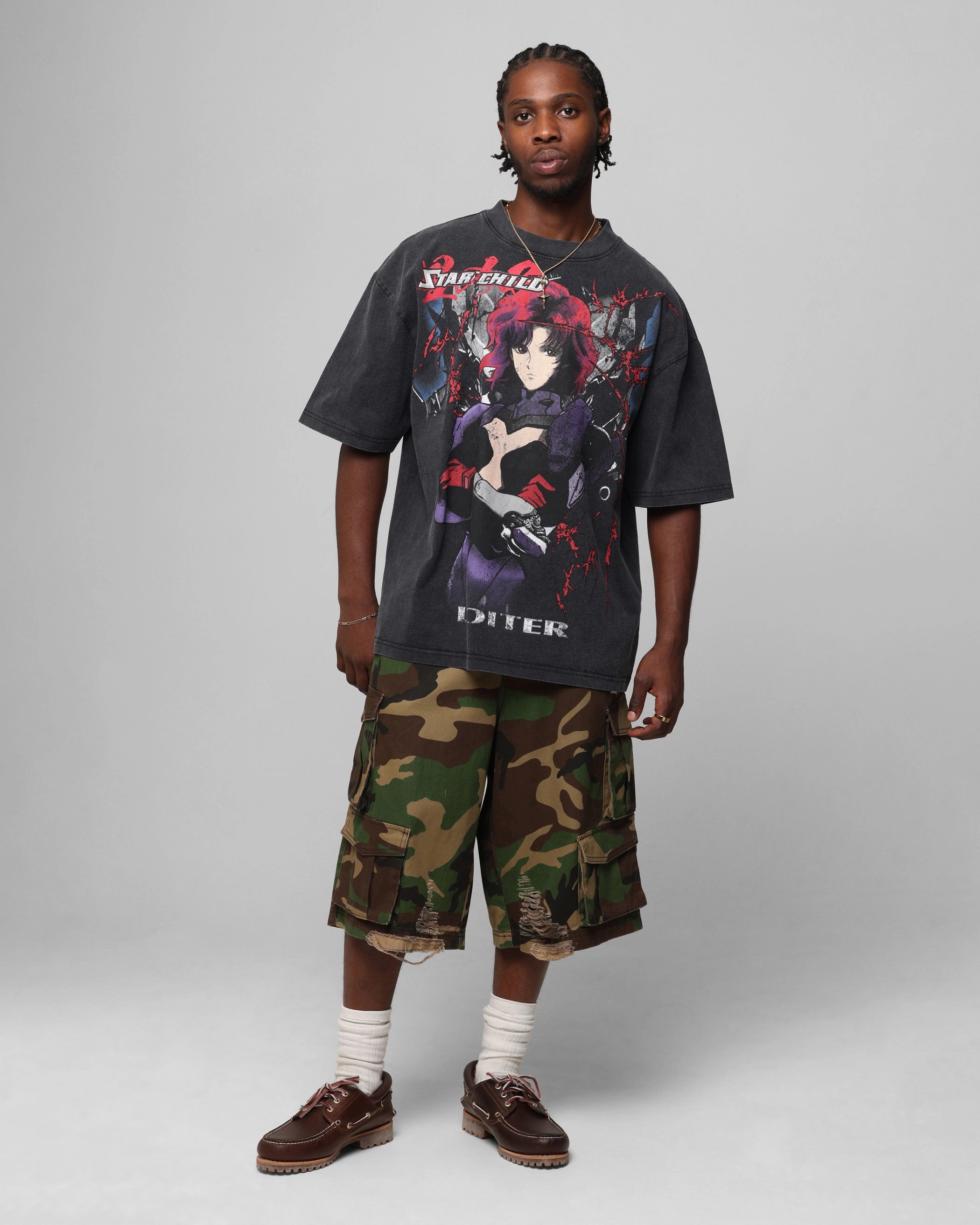 Sporty Comfort Wear Loiter Valkyrie Vintage T-Shirt Black Wash