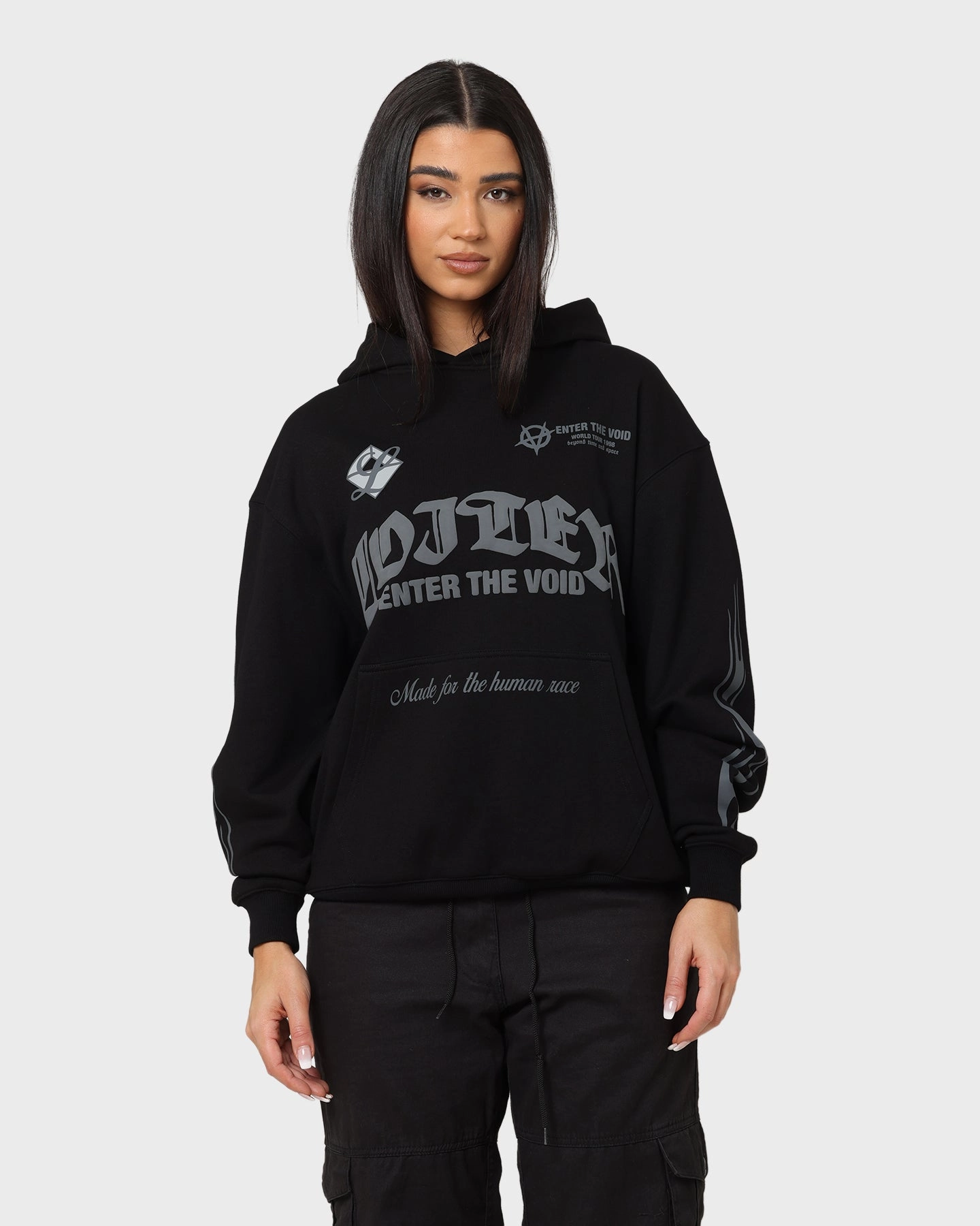 Loiter Void Multi Logo Hoodie Black/Charcoal Cosmetics Outdoor Ready