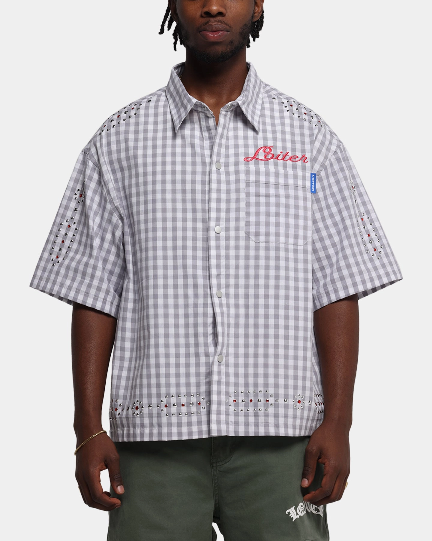 Loiter Western Button Up Shirt Check Mesh Insert Seamless Sides