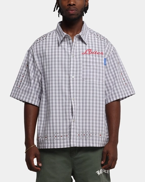 Loiter Western Button Up Shirt Check Mesh Insert Seamless Sides