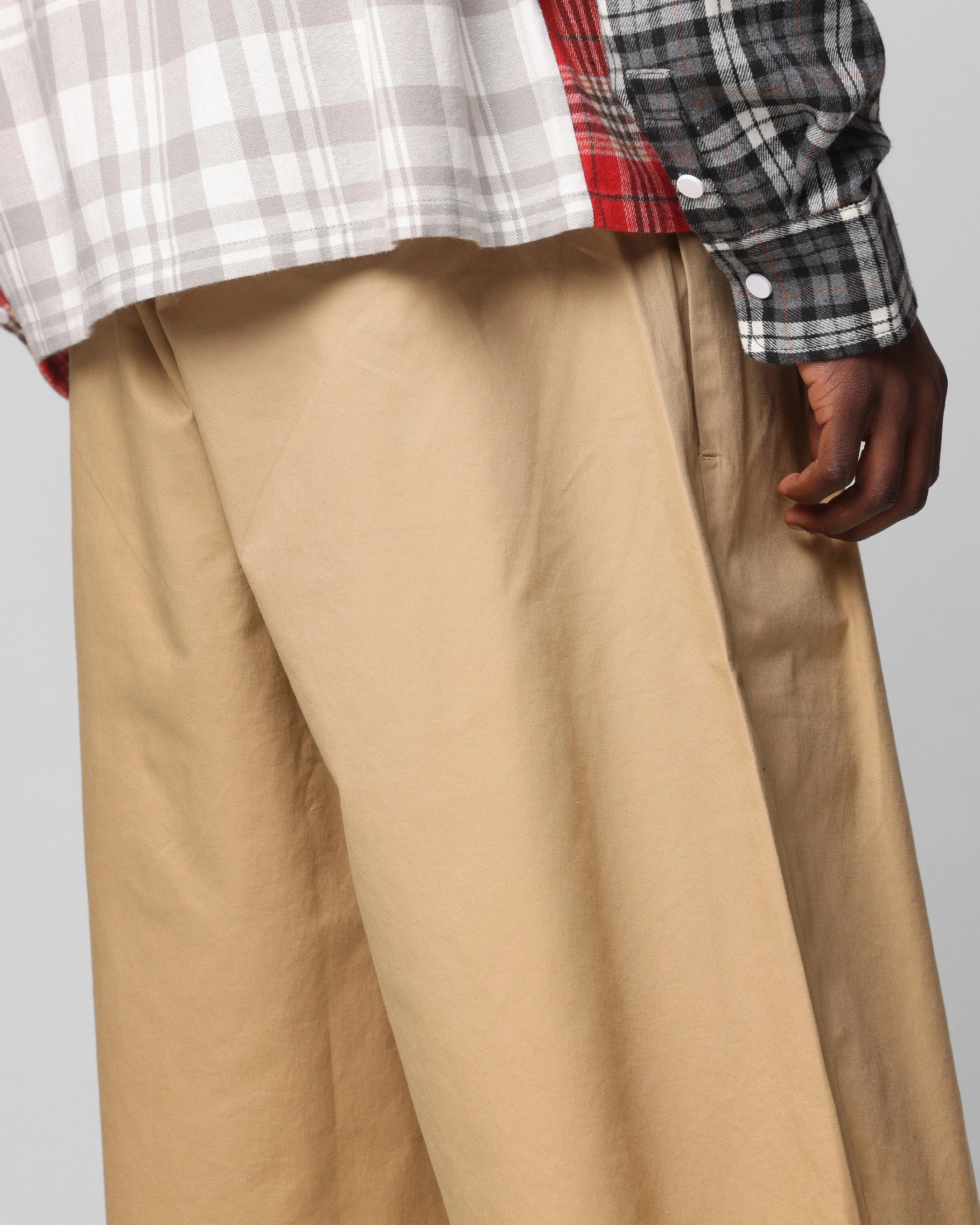 Loiter Wide Leg Chino Shorts Tan Extended Inseam Options