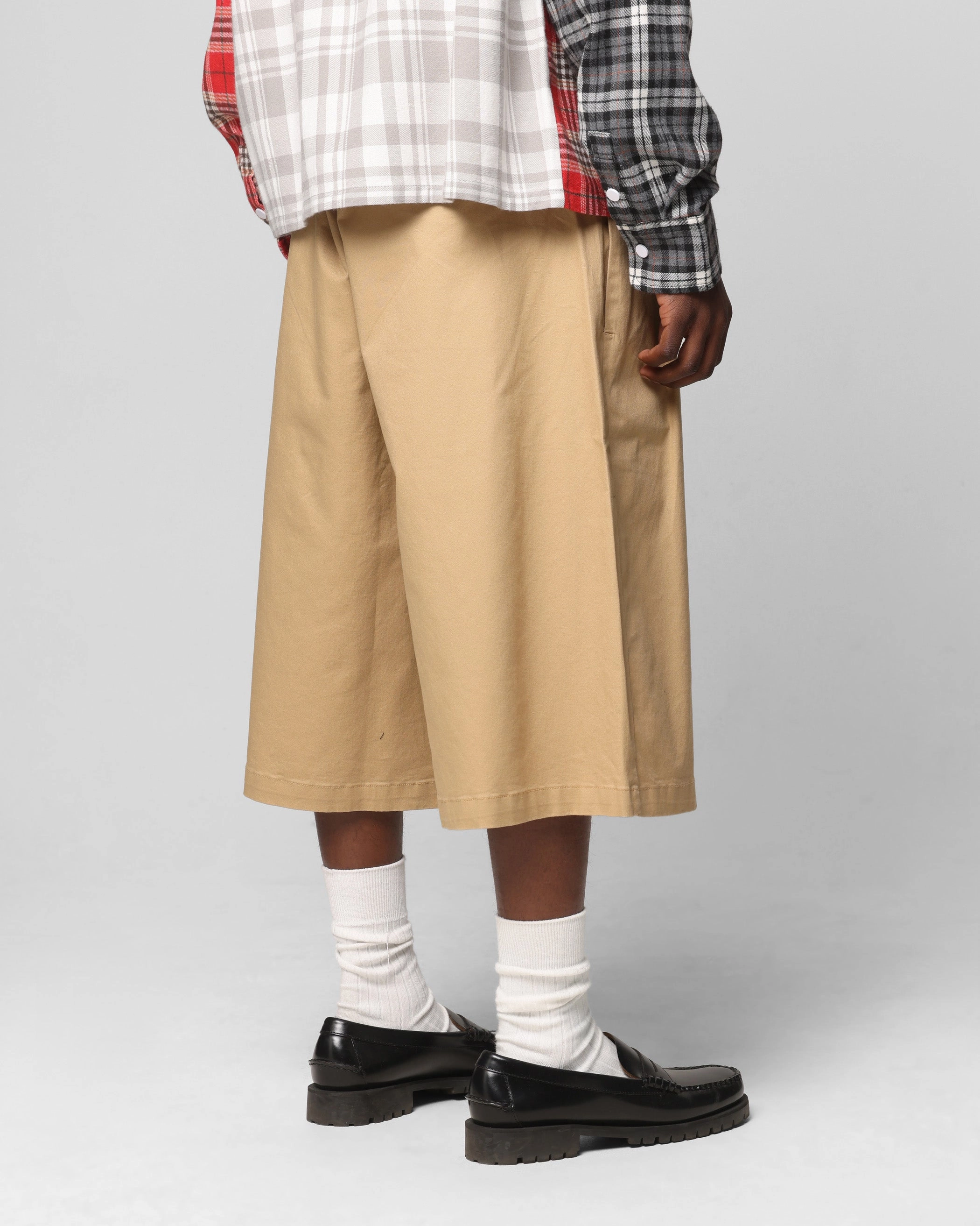 Loiter Wide Leg Chino Shorts Tan Hygienic Antimicrobial Layer Workout Ready Design