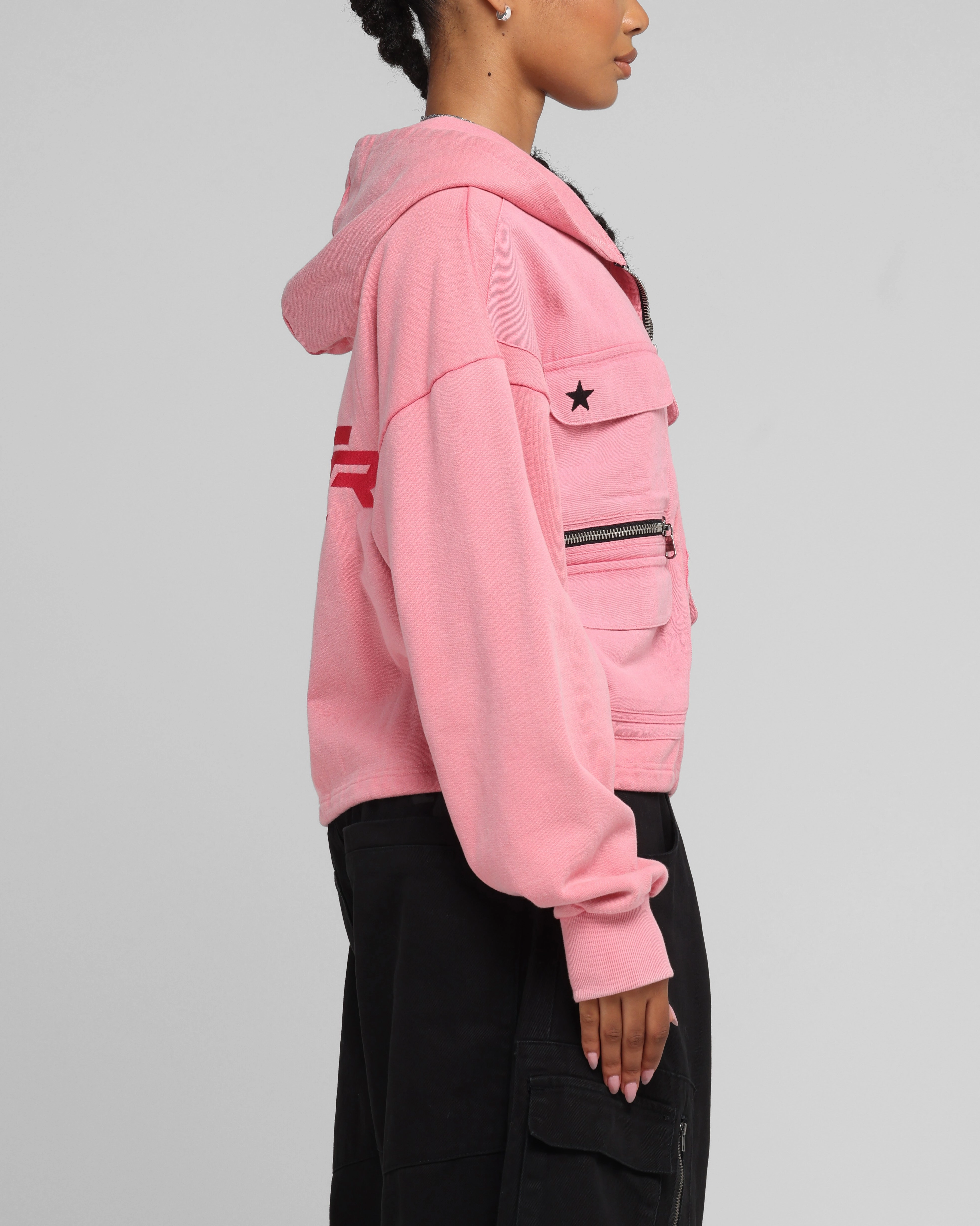 Echidna like Loiter Women's Utility Cropped Hoodie Pink